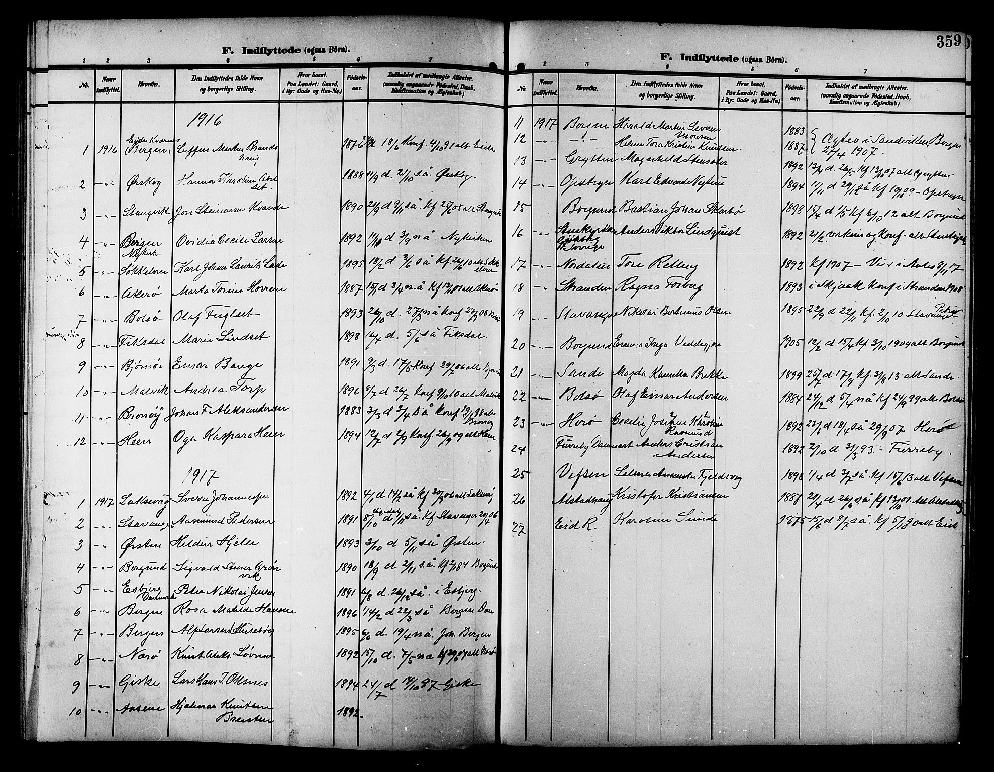Ministerialprotokoller, klokkerbøker og fødselsregistre - Møre og Romsdal, SAT/A-1454/529/L0470: Parish register (copy) no. 529C07, 1907-1917, p. 359