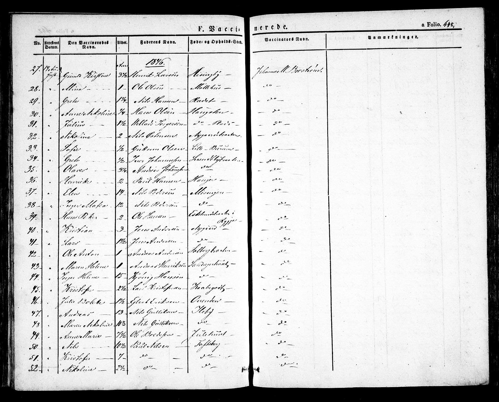 Råde prestekontor kirkebøker, SAO/A-2009/F/Fa/L0005: Parish register (official) no. 5, 1830-1853, p. 448