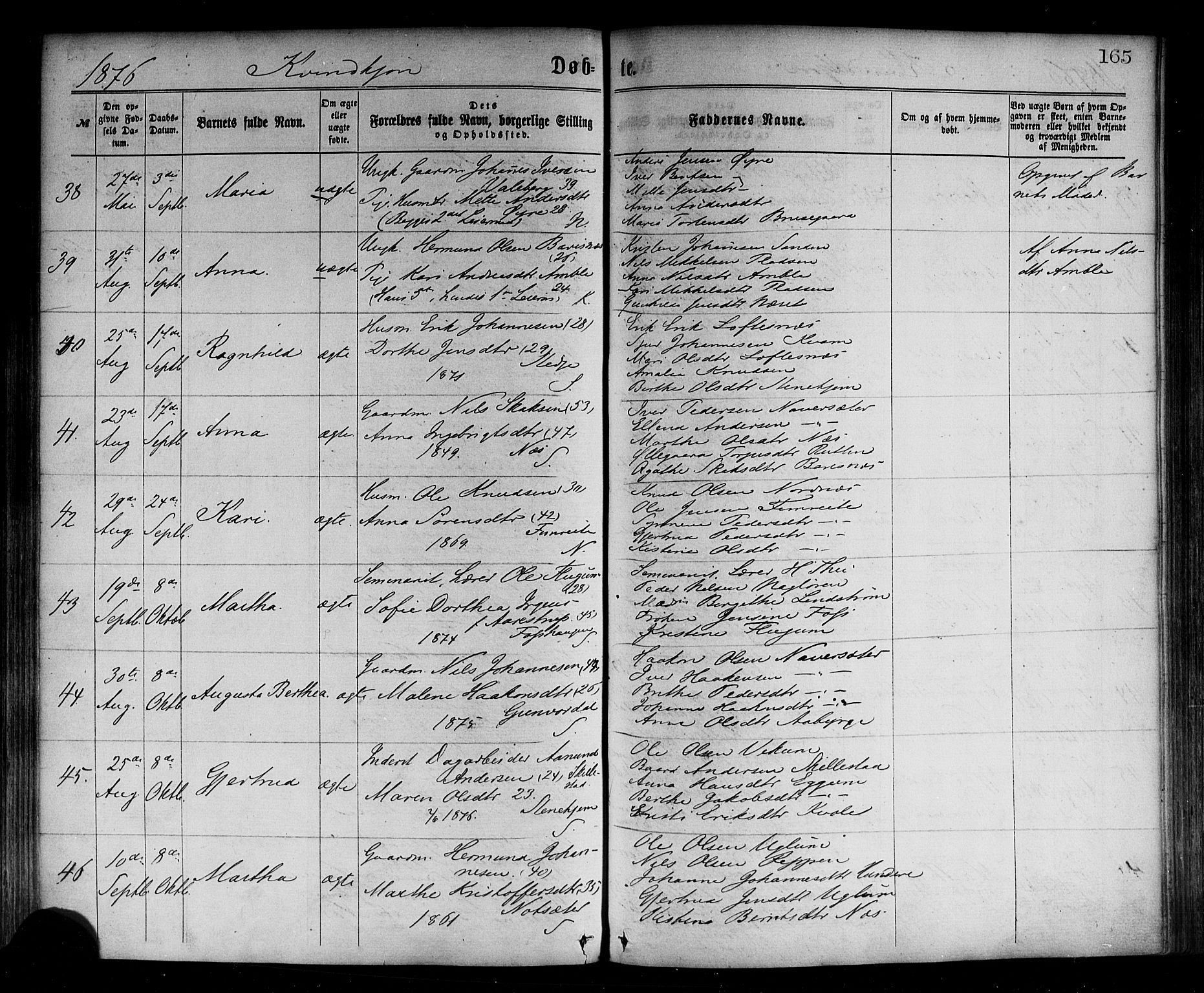 Sogndal sokneprestembete, SAB/A-81301/H/Haa/Haaa/L0014: Parish register (official) no. A 14, 1864-1877, p. 165