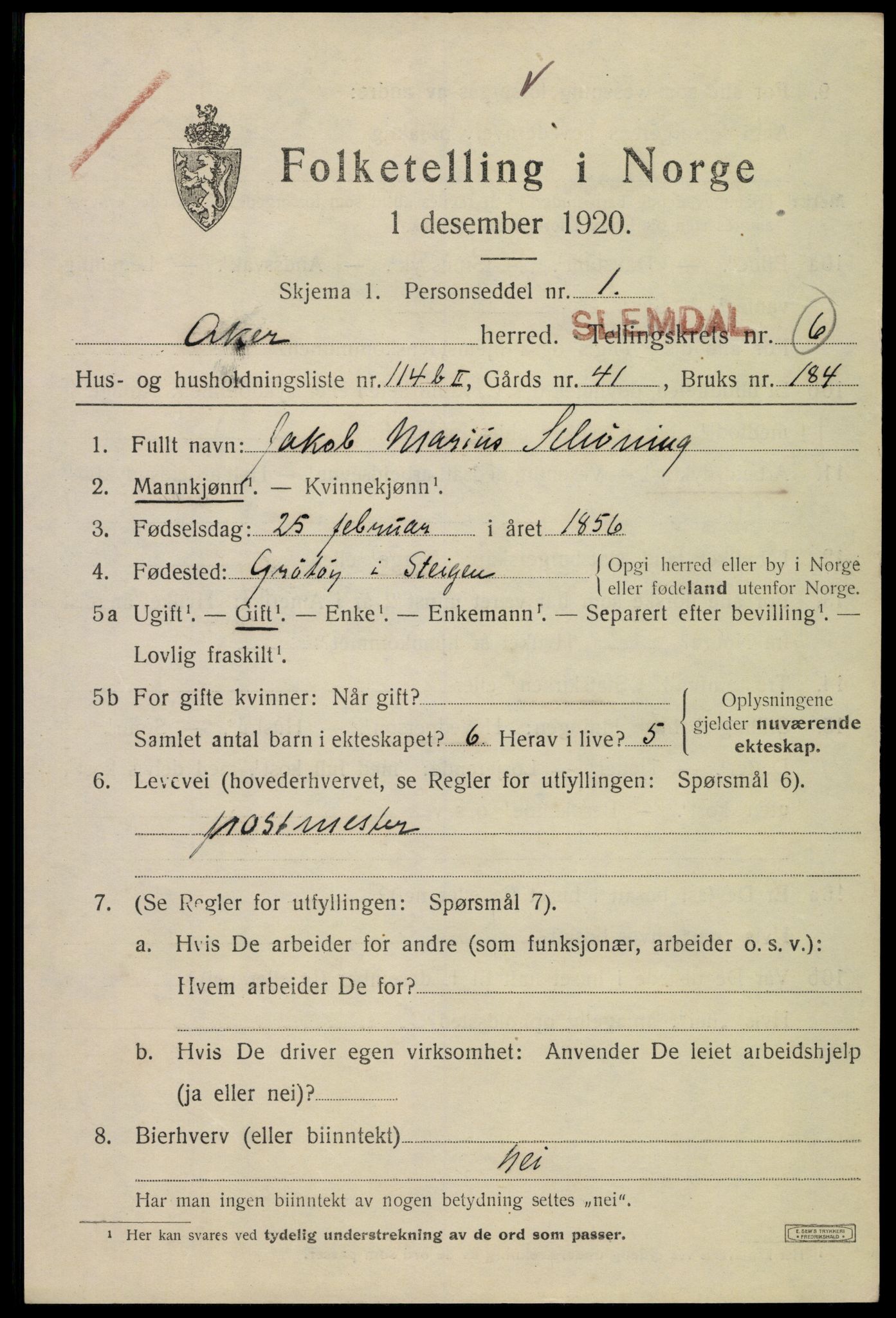 SAO, 1920 census for Aker, 1920, p. 33320