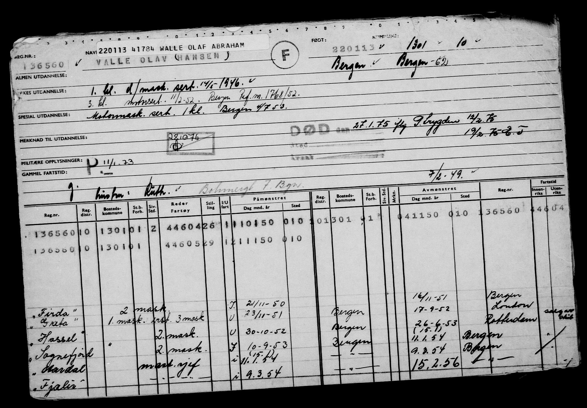 Direktoratet for sjømenn, AV/RA-S-3545/G/Gb/L0110: Hovedkort, 1913, p. 174