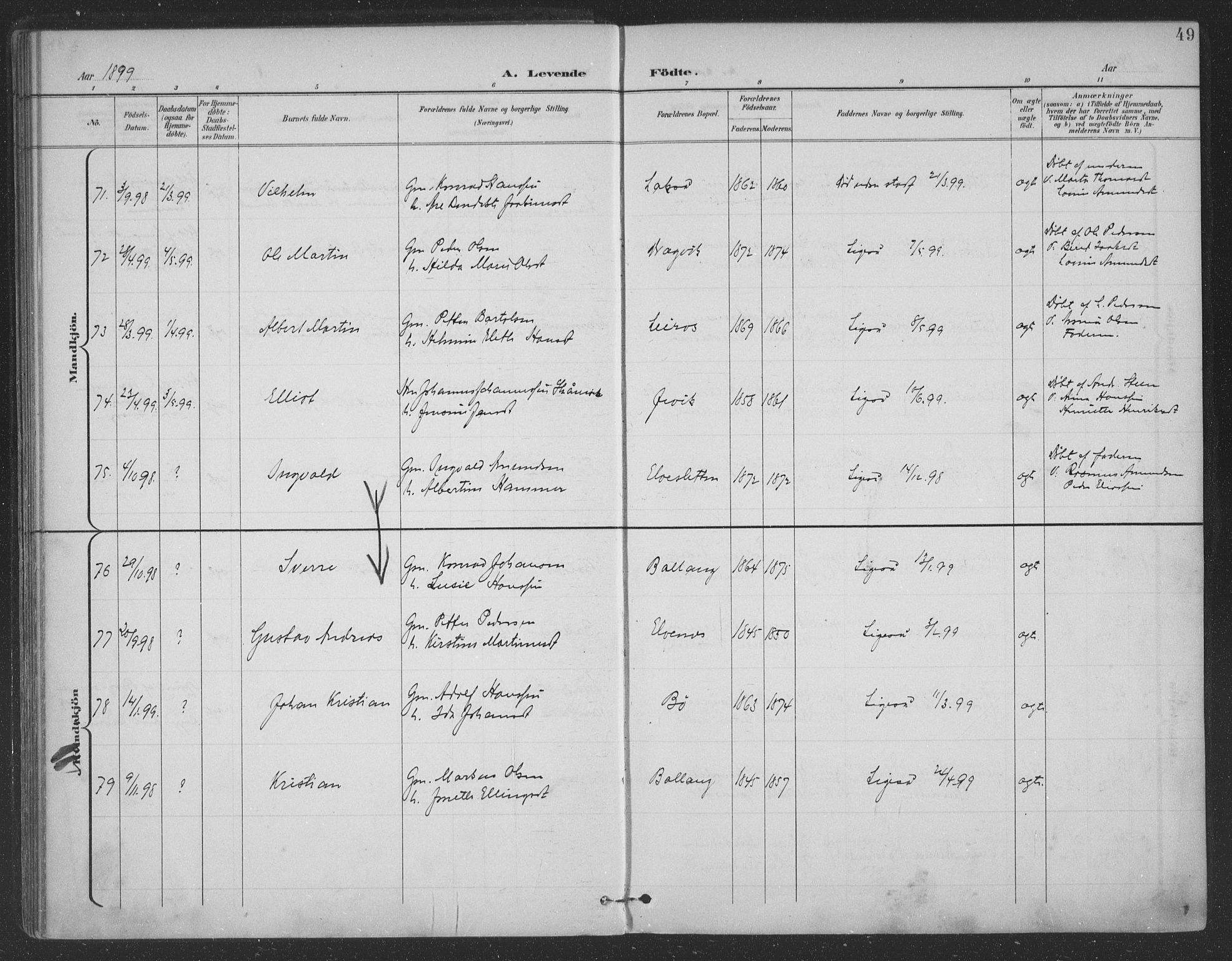 Ministerialprotokoller, klokkerbøker og fødselsregistre - Nordland, SAT/A-1459/863/L0899: Parish register (official) no. 863A11, 1897-1906, p. 49