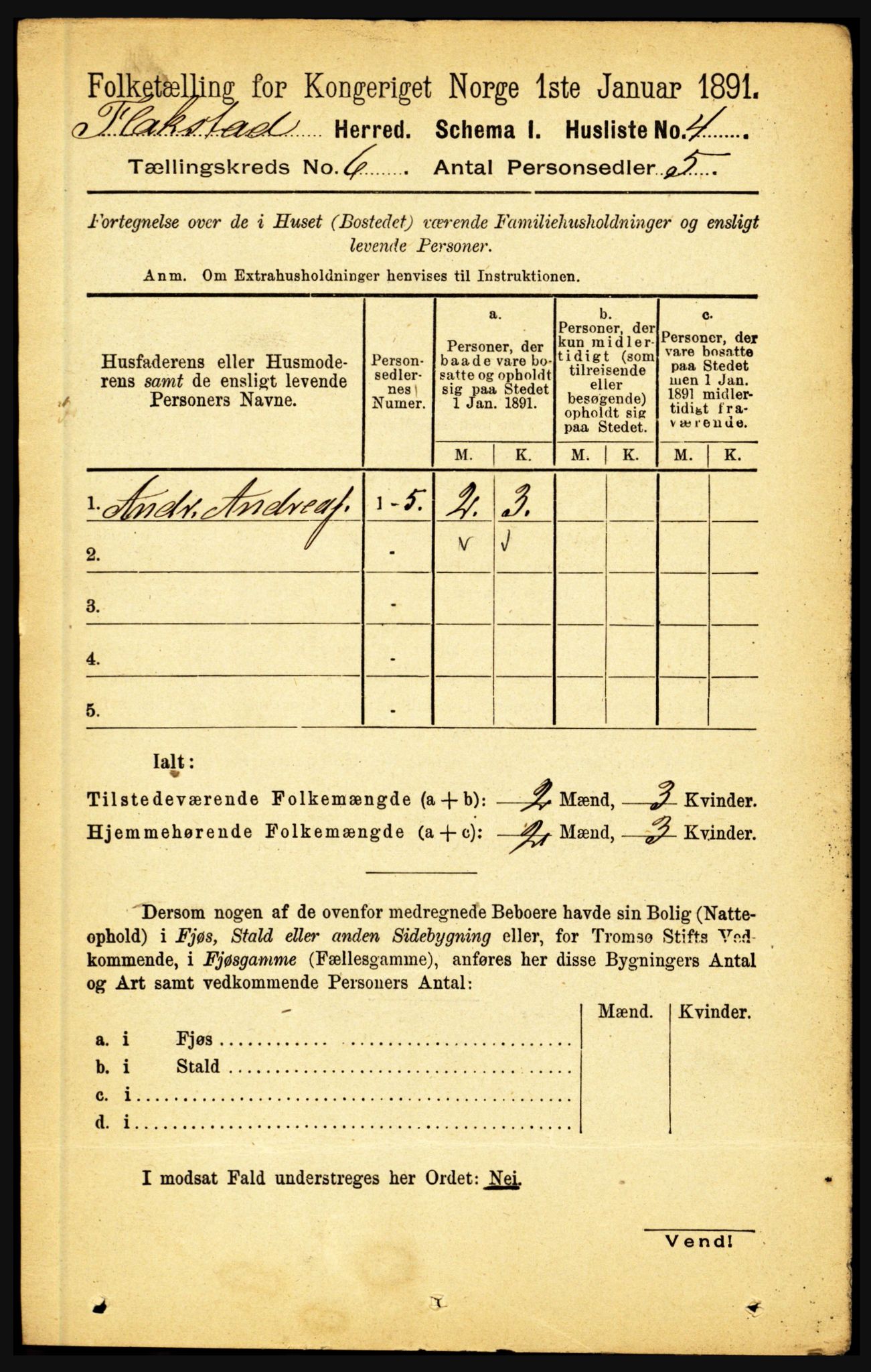 RA, 1891 census for 1859 Flakstad, 1891, p. 2931