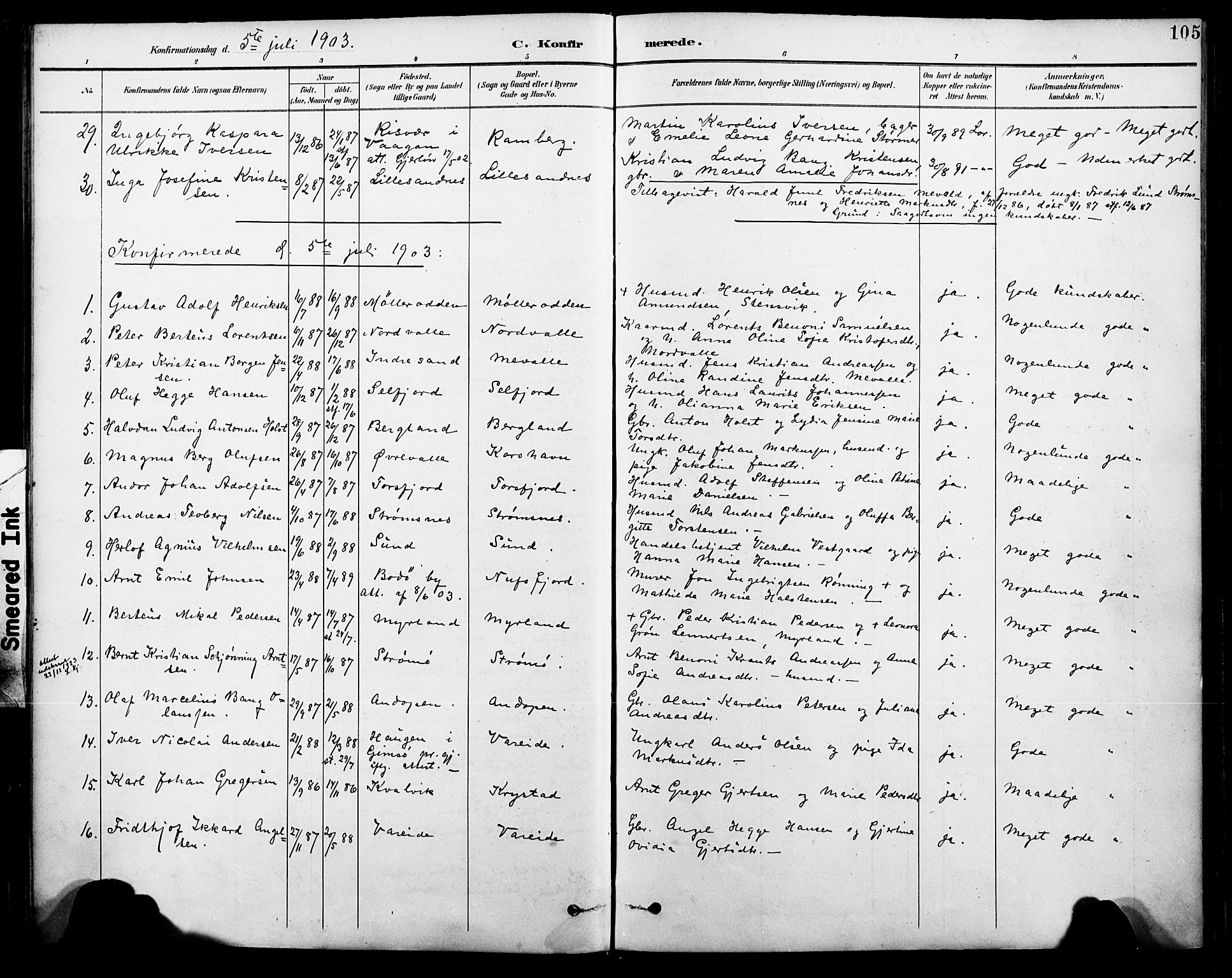 Ministerialprotokoller, klokkerbøker og fødselsregistre - Nordland, SAT/A-1459/885/L1205: Parish register (official) no. 885A06, 1892-1905, p. 105