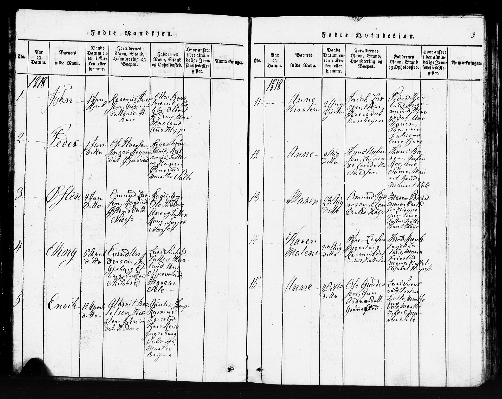 Klepp sokneprestkontor, SAST/A-101803/001/3/30BB/L0001: Parish register (copy) no.  B 1, 1816-1859, p. 9