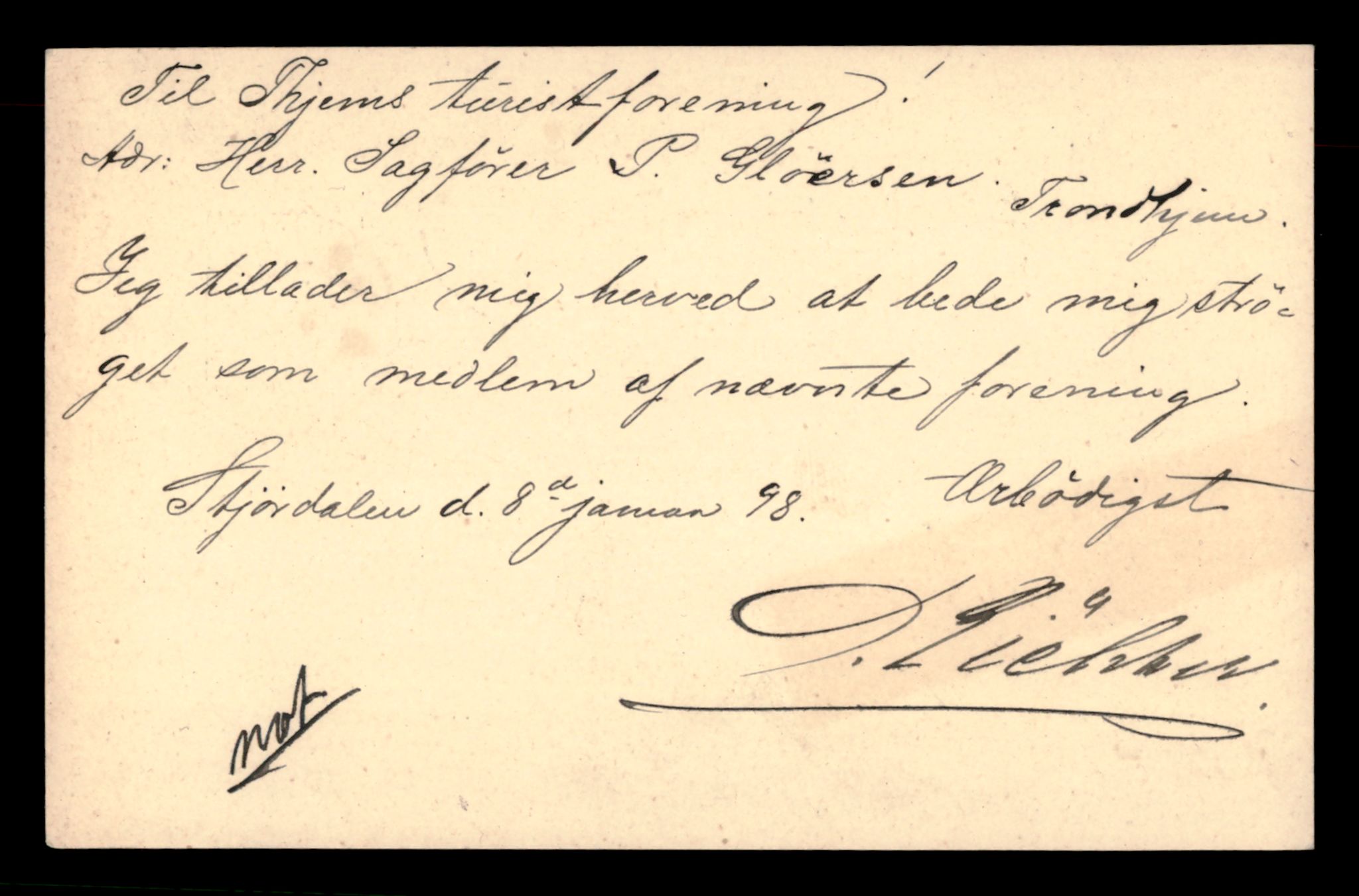 Trondhjems turistforening, AV/SAT-PA-0669/Da/L0005: Korrespondanse, 1898-1901, p. 4