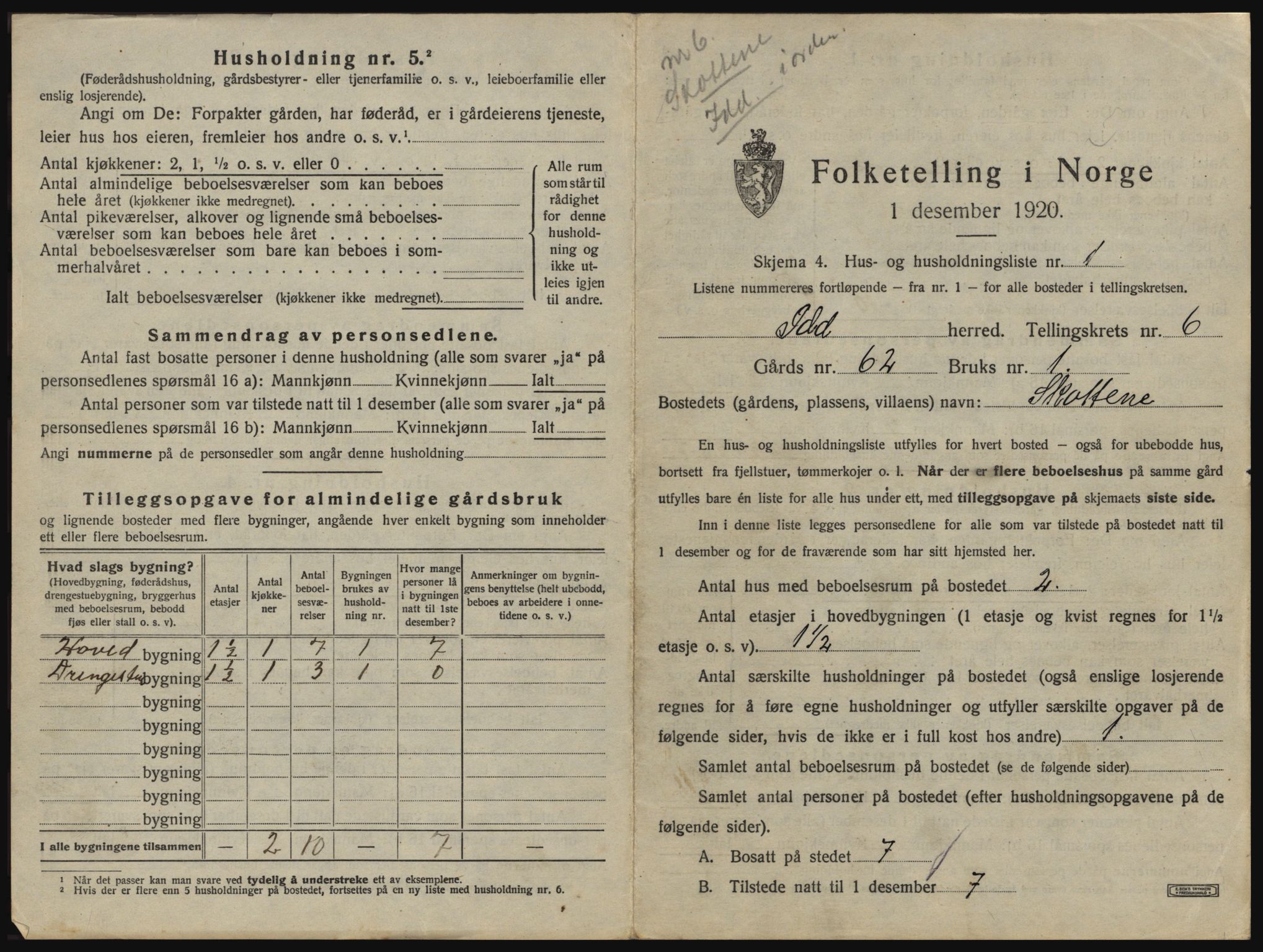 SAO, 1920 census for Idd, 1920, p. 872