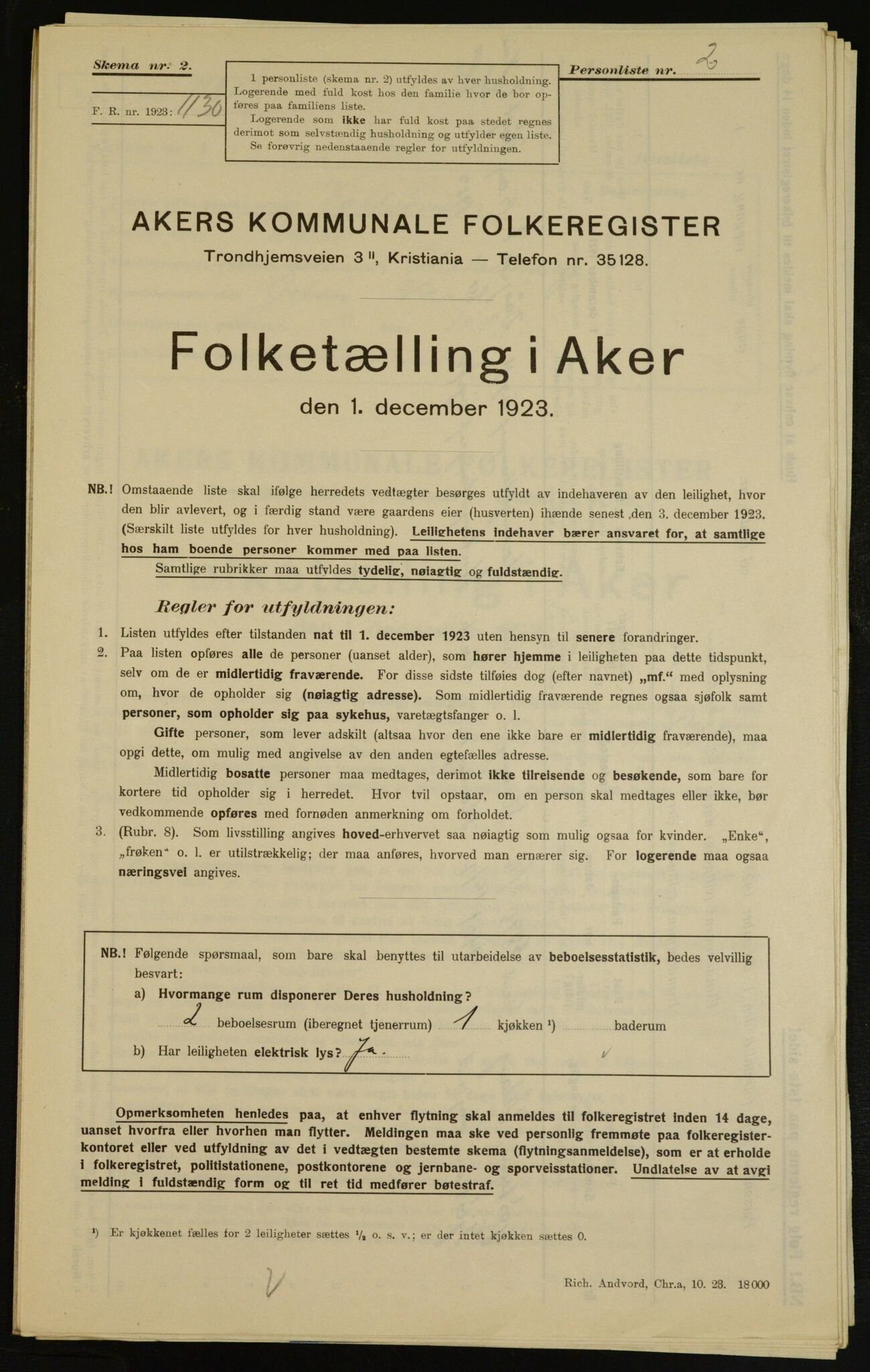 , Municipal Census 1923 for Aker, 1923, p. 6812