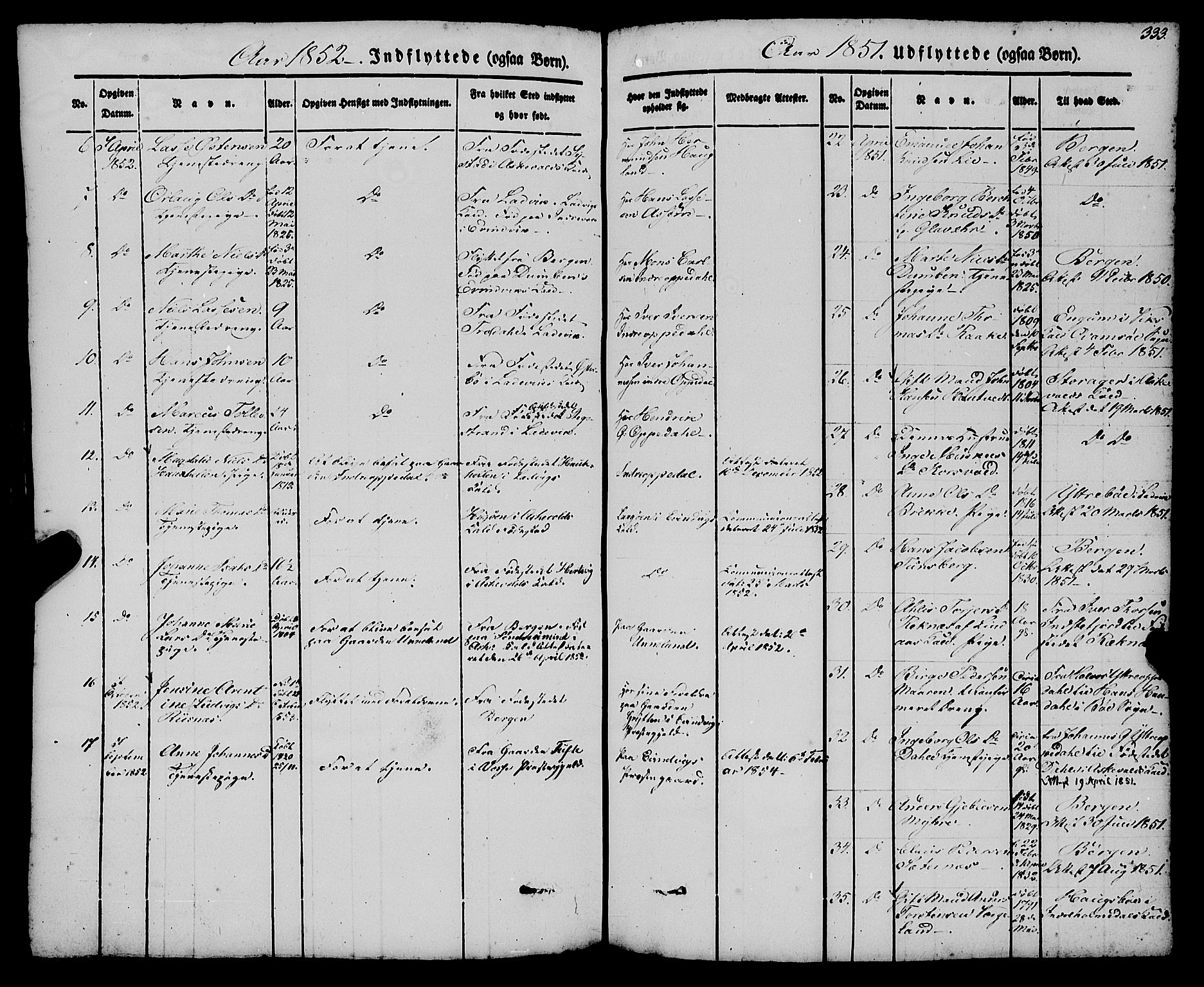 Gulen sokneprestembete, AV/SAB-A-80201/H/Haa/Haaa/L0021: Parish register (official) no. A 21, 1848-1858, p. 333