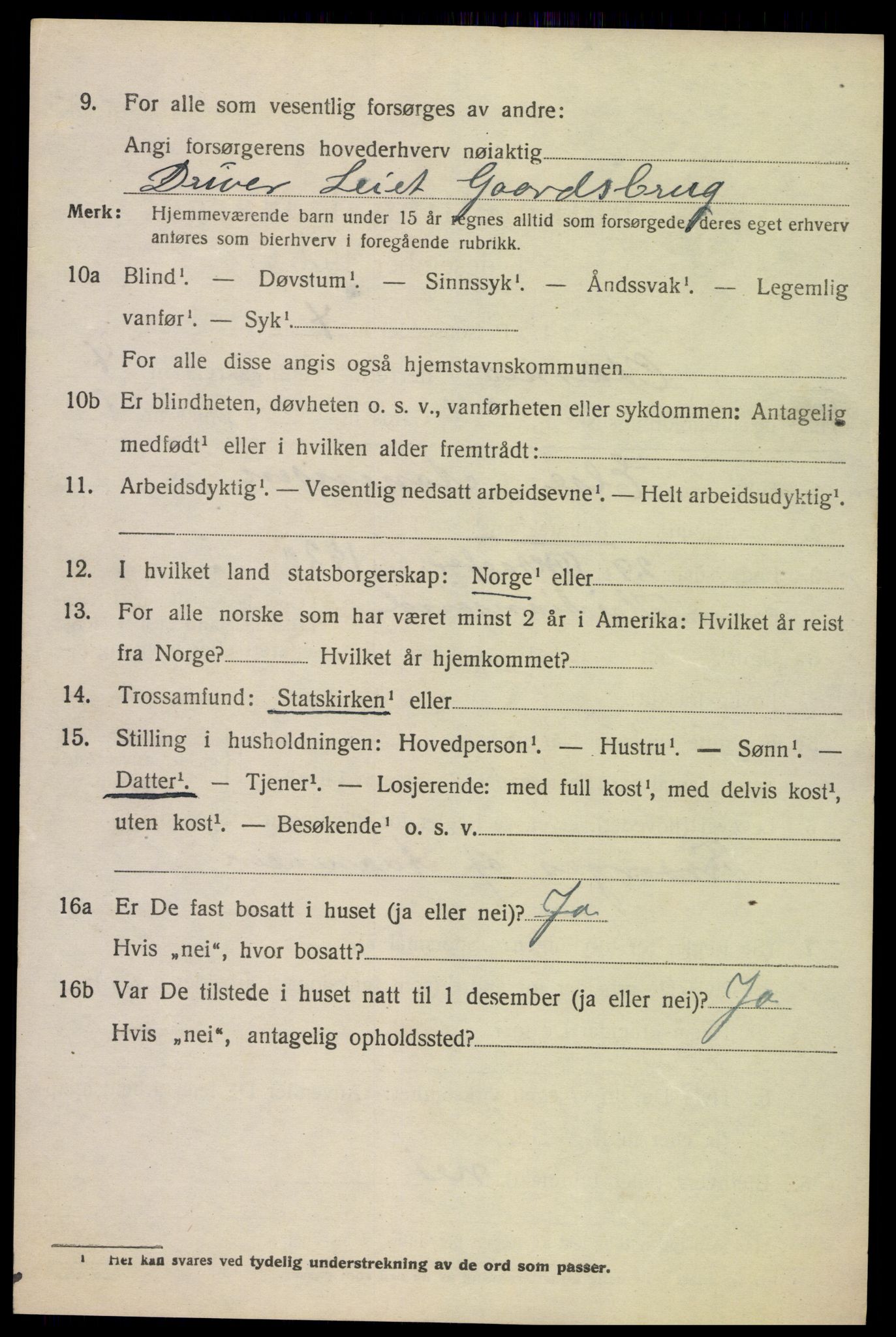 SAK, 1920 census for Oddernes, 1920, p. 4066