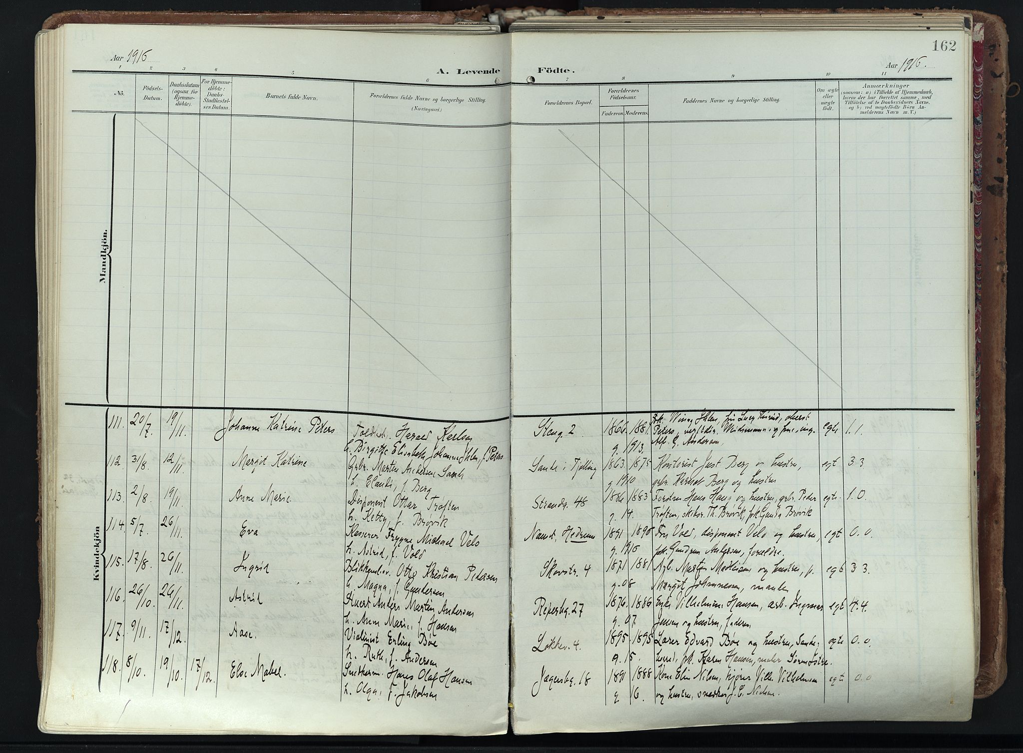 Larvik kirkebøker, SAKO/A-352/F/Fa/L0012: Parish register (official) no. I 12, 1905-1933, p. 162