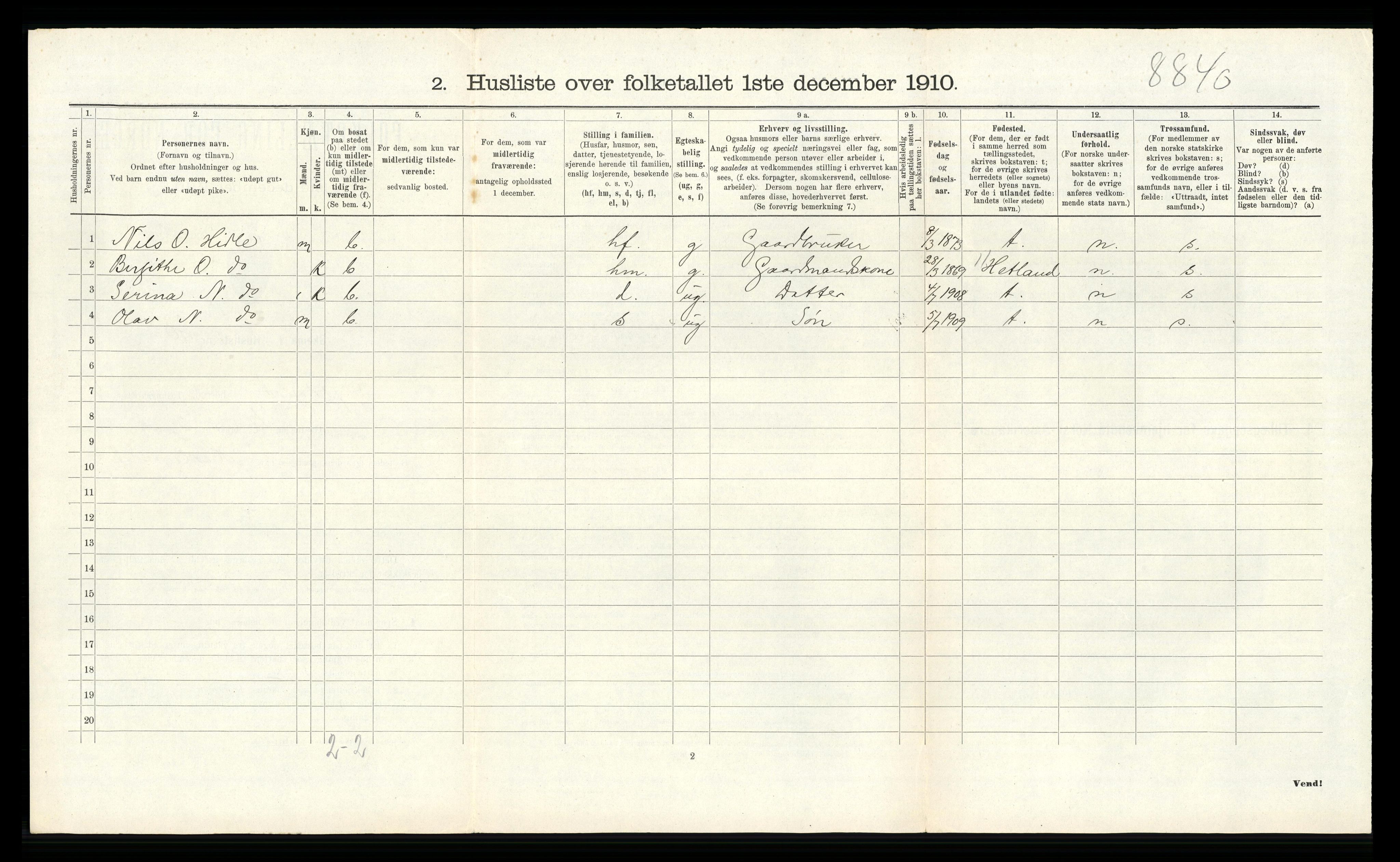 RA, 1910 census for Sjernarøy, 1910, p. 292