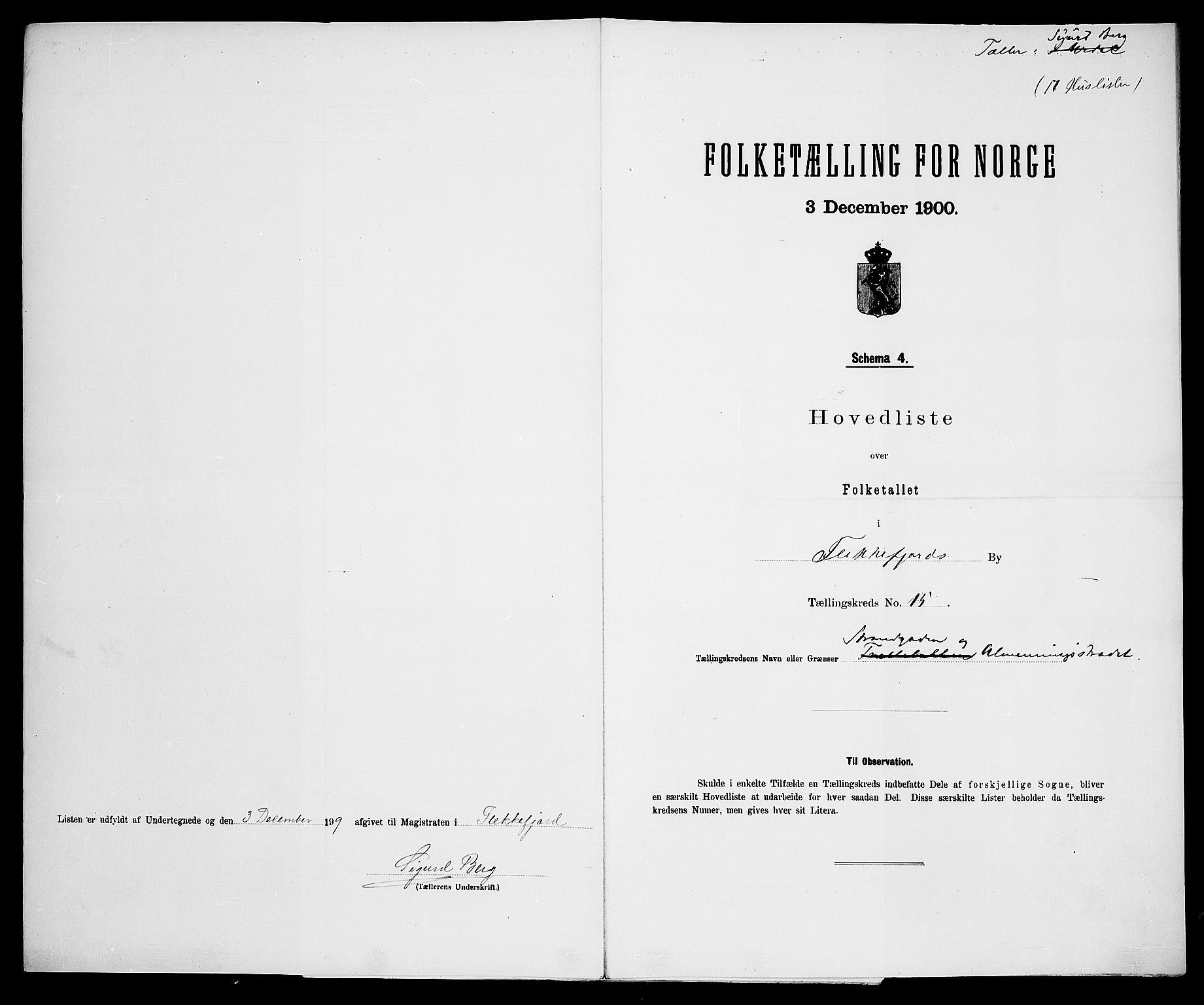 SAK, 1900 census for Flekkefjord, 1900, p. 54