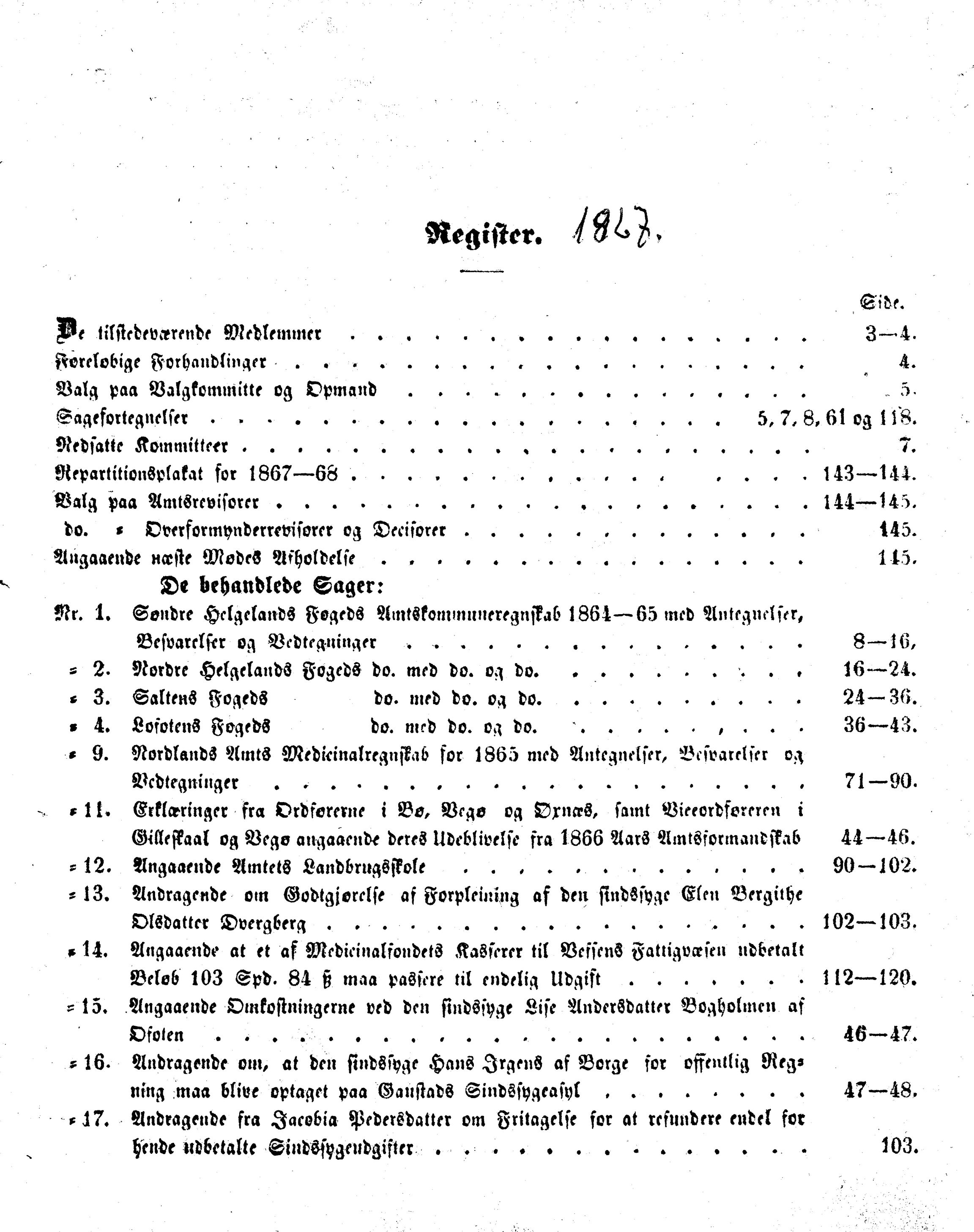 Nordland Fylkeskommune. Fylkestinget, AIN/NFK-17/176/A/Ac/L0005: Fylkestingsforhandlinger 1866-1870, 1866-1870