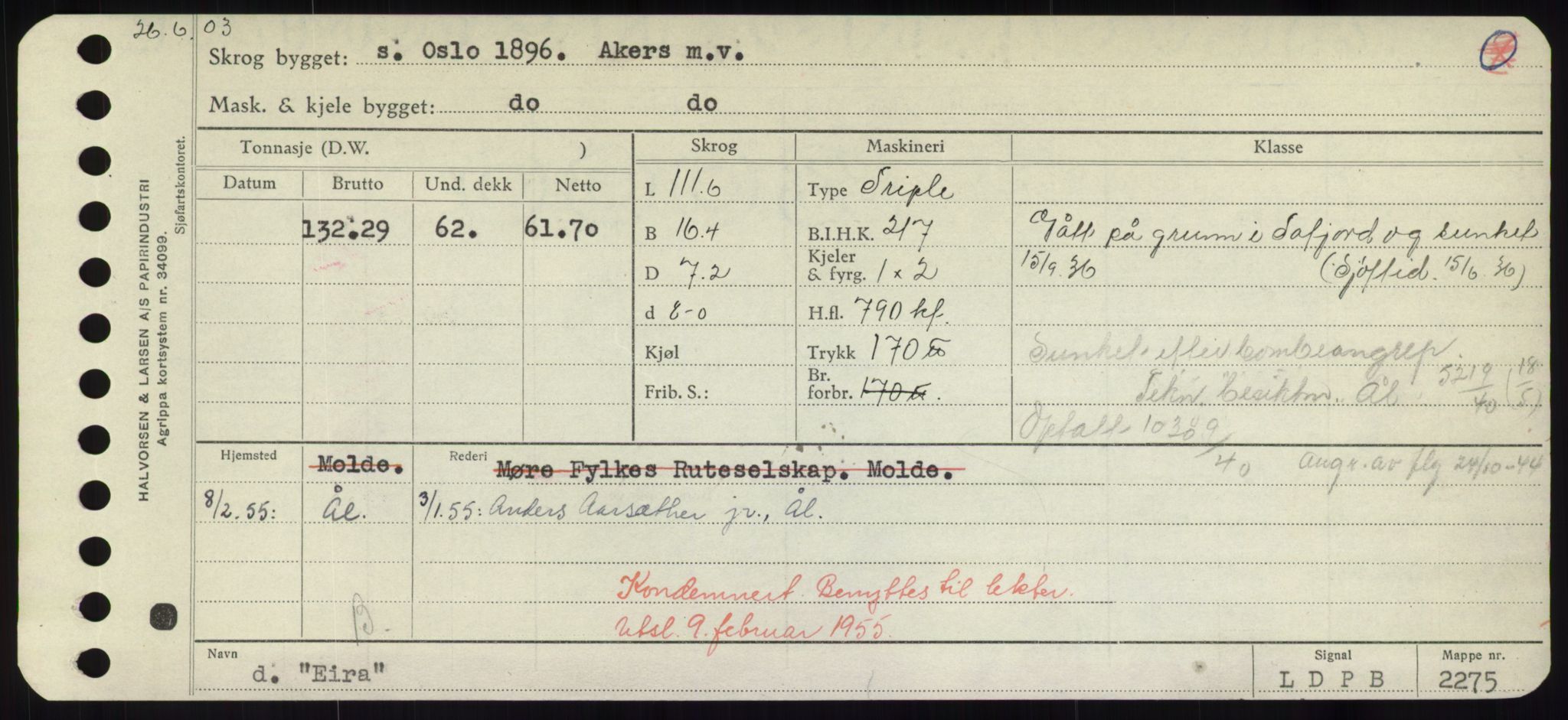 Sjøfartsdirektoratet med forløpere, Skipsmålingen, RA/S-1627/H/Hd/L0009: Fartøy, E, p. 193