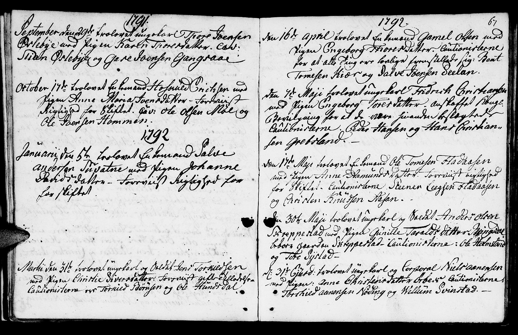 Mandal sokneprestkontor, SAK/1111-0030/F/Fa/Fab/L0001: Parish register (official) no. A 1, 1720-1793, p. 67