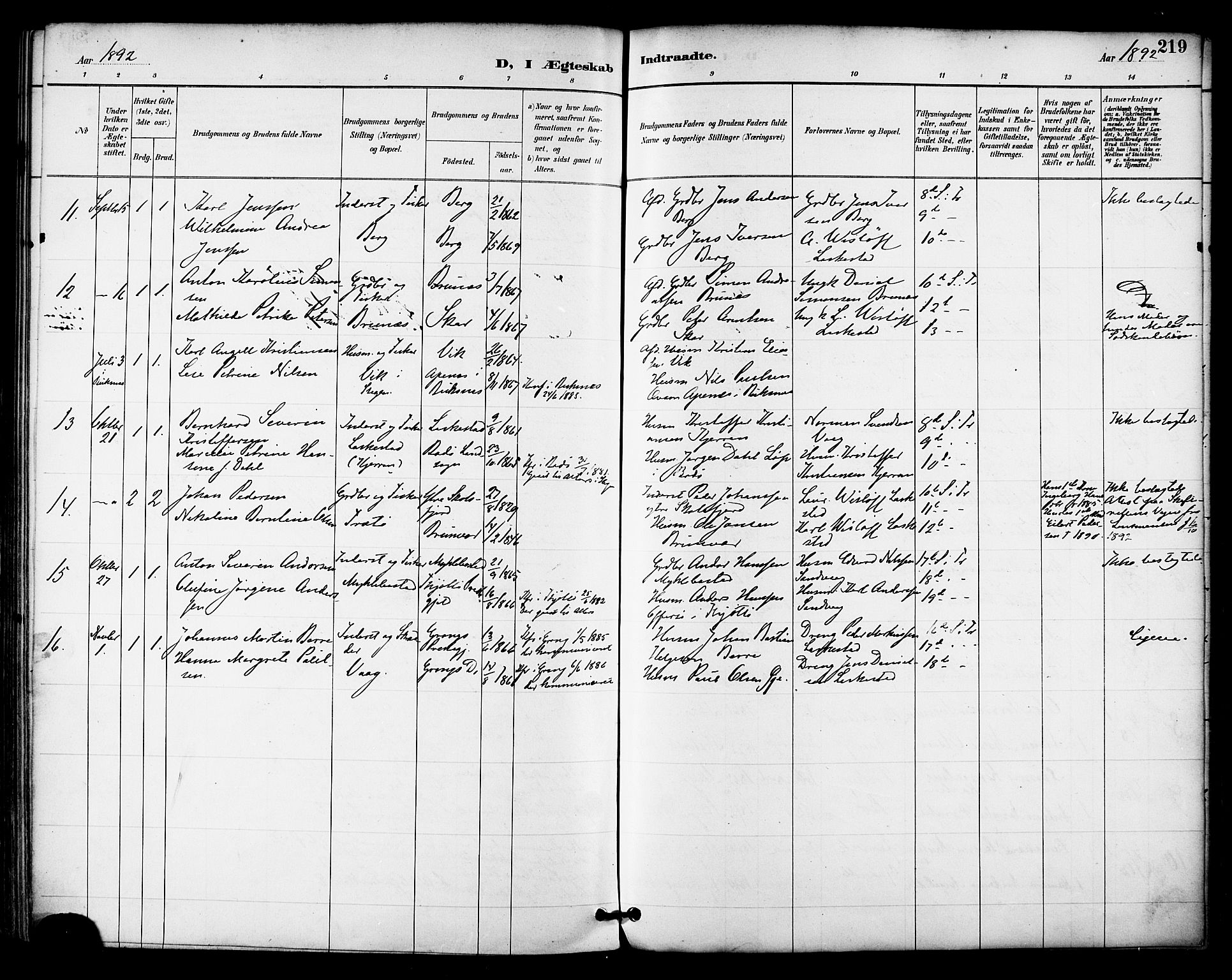 Ministerialprotokoller, klokkerbøker og fødselsregistre - Nordland, SAT/A-1459/855/L0803: Parish register (official) no. 855A11, 1887-1905, p. 219