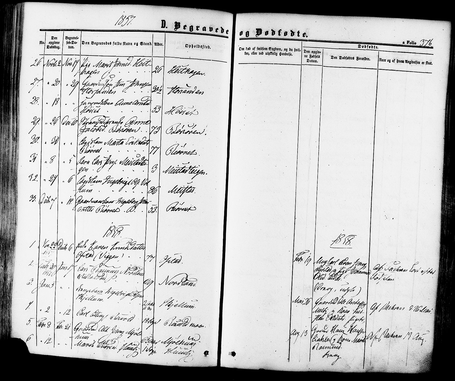 Ministerialprotokoller, klokkerbøker og fødselsregistre - Sør-Trøndelag, AV/SAT-A-1456/665/L0772: Parish register (official) no. 665A07, 1856-1878, p. 376