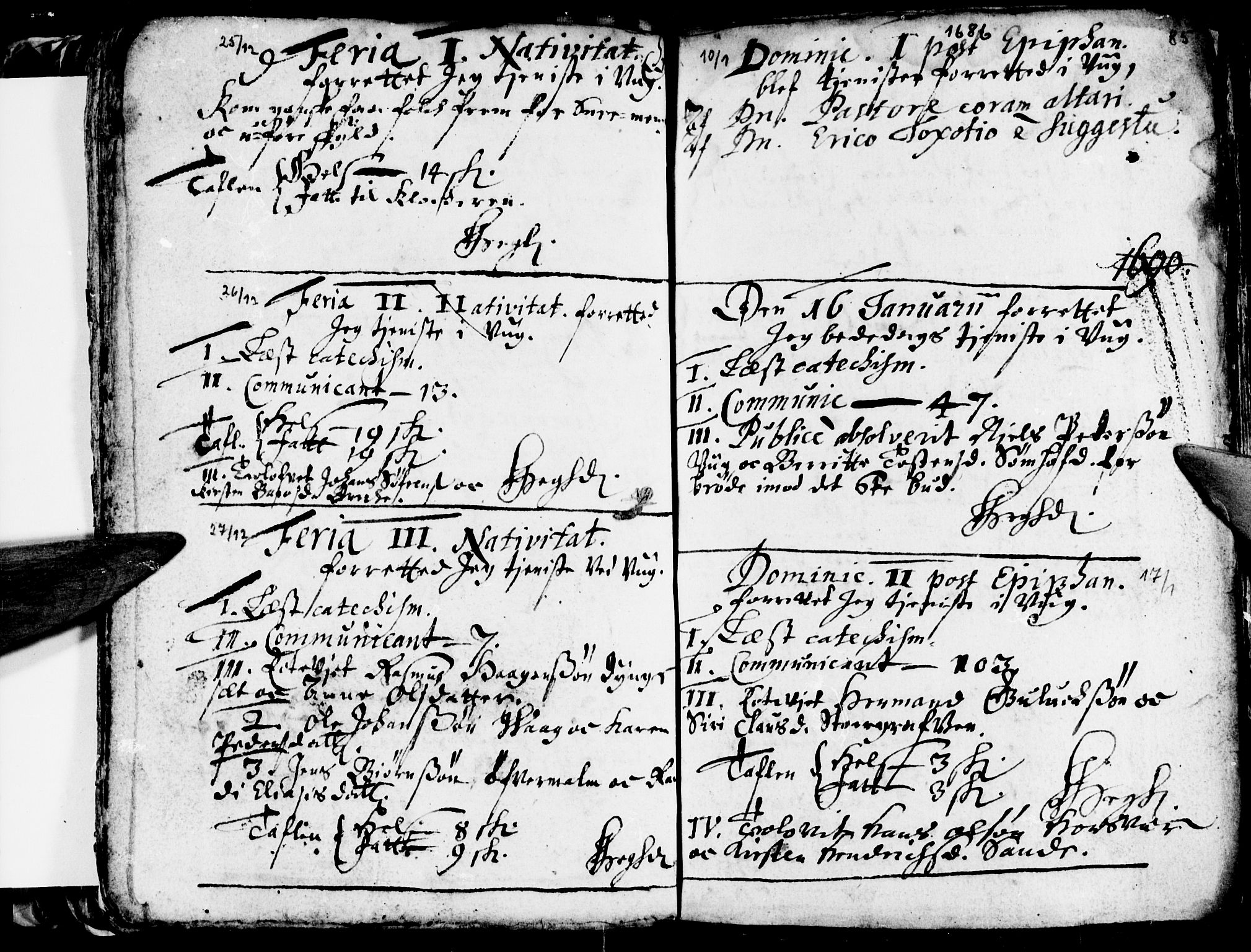 Ministerialprotokoller, klokkerbøker og fødselsregistre - Nordland, SAT/A-1459/812/L0172: Parish register (official) no. 812A01, 1677-1718, p. 85
