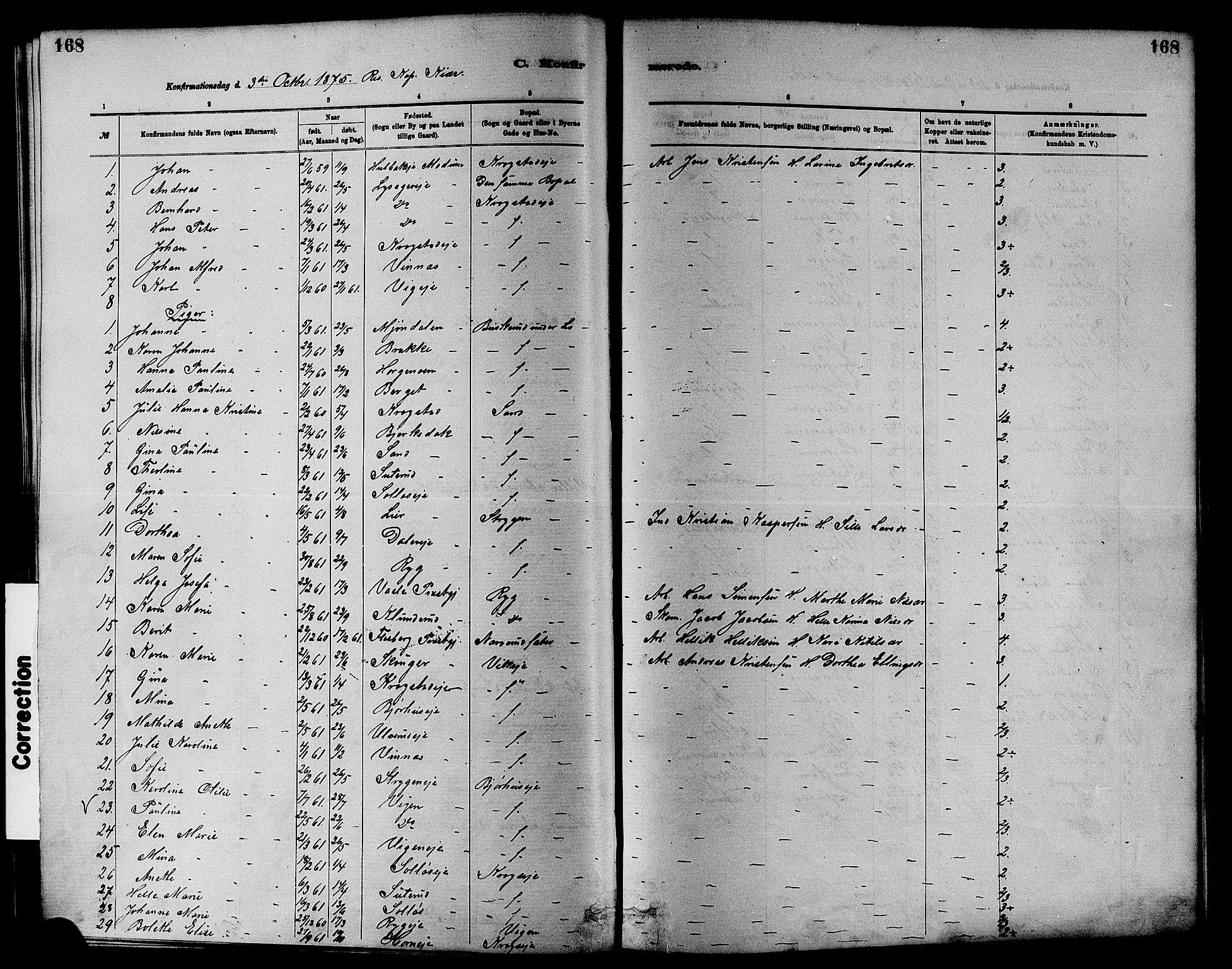 Nedre Eiker kirkebøker, SAKO/A-612/F/Fa/L0001: Parish register (official) no. 1, 1853-1877, p. 168