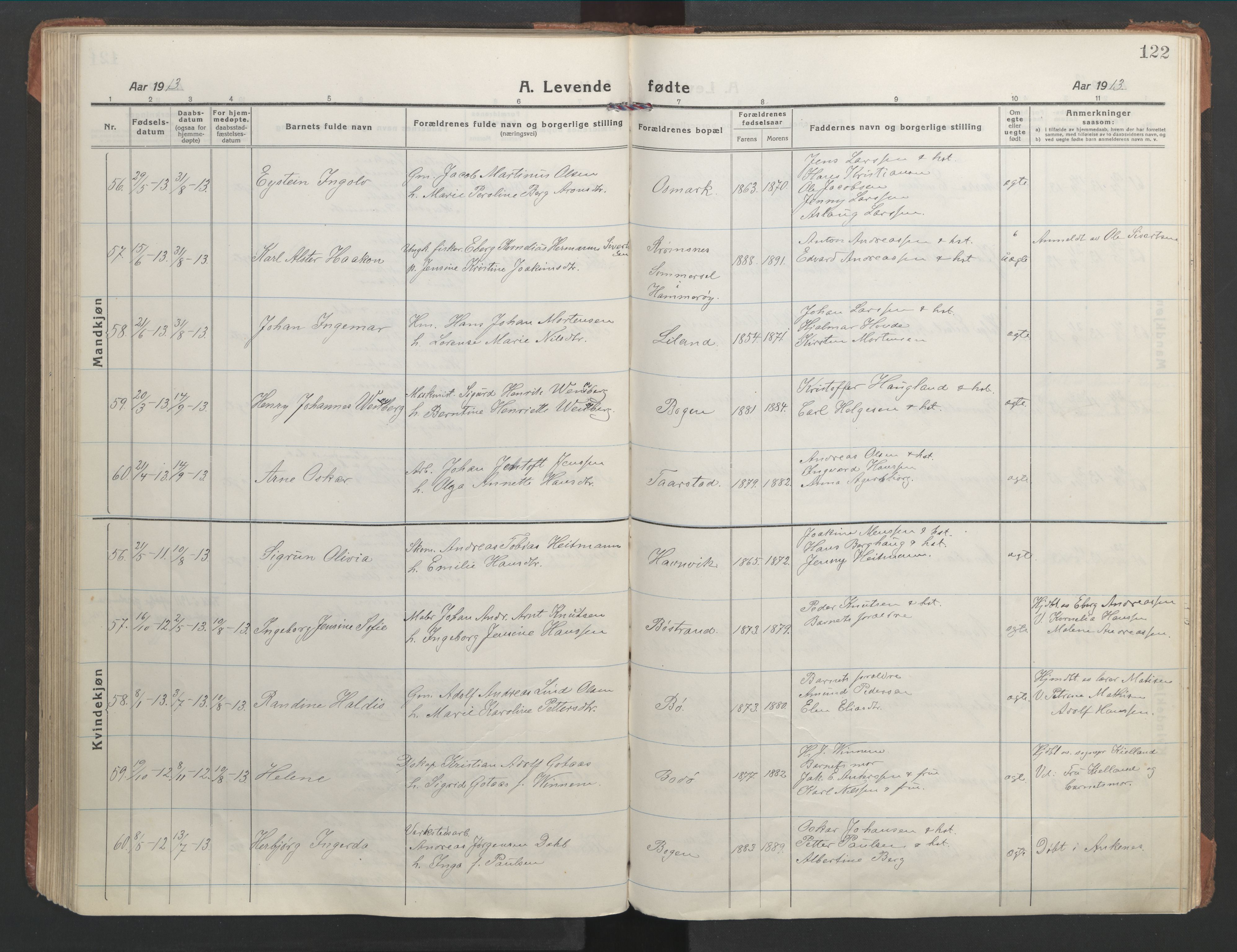 Ministerialprotokoller, klokkerbøker og fødselsregistre - Nordland, AV/SAT-A-1459/863/L0900: Parish register (official) no. 863A12, 1906-1915, p. 122