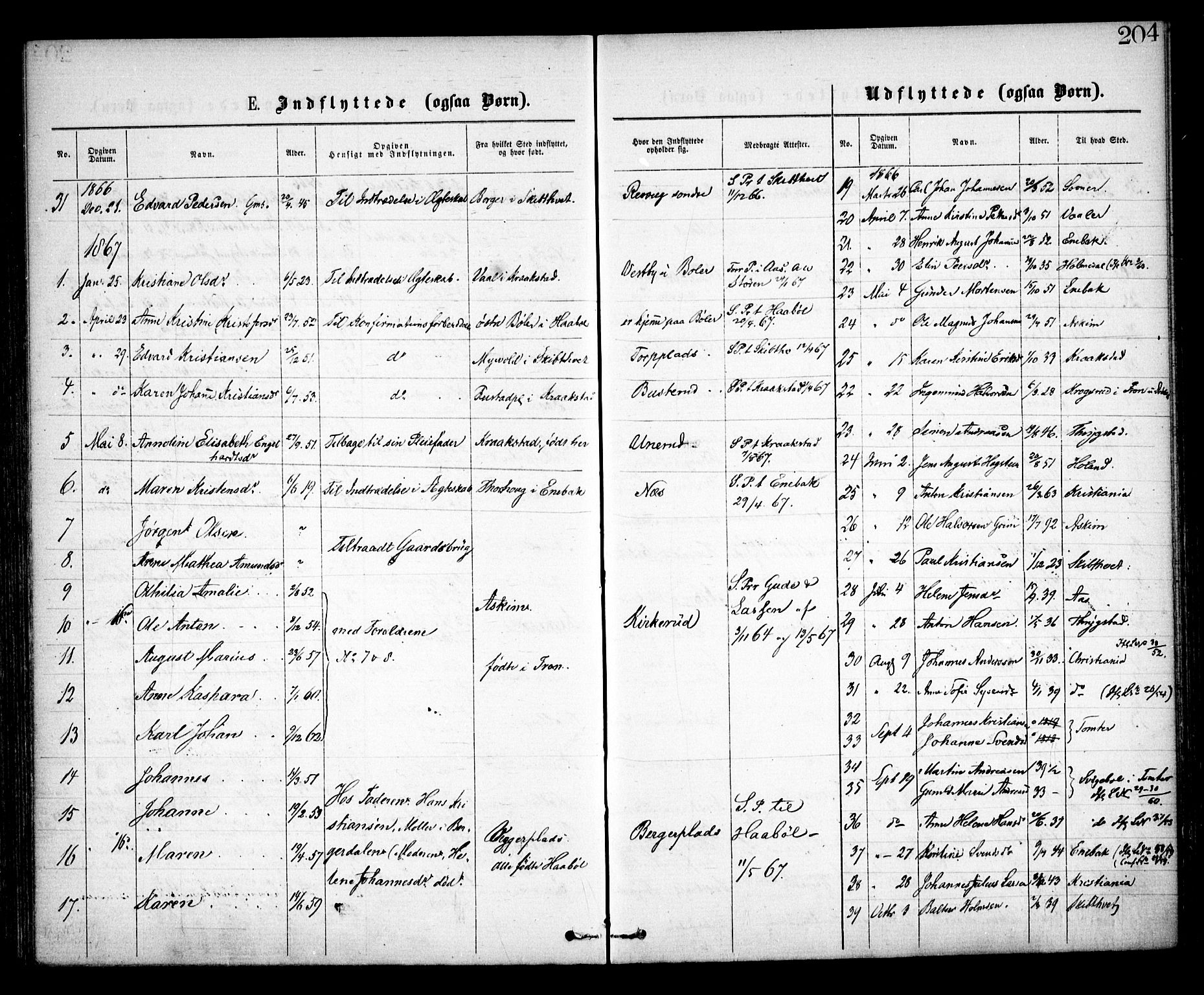 Spydeberg prestekontor Kirkebøker, AV/SAO-A-10924/F/Fa/L0006: Parish register (official) no. I 6, 1863-1874, p. 204