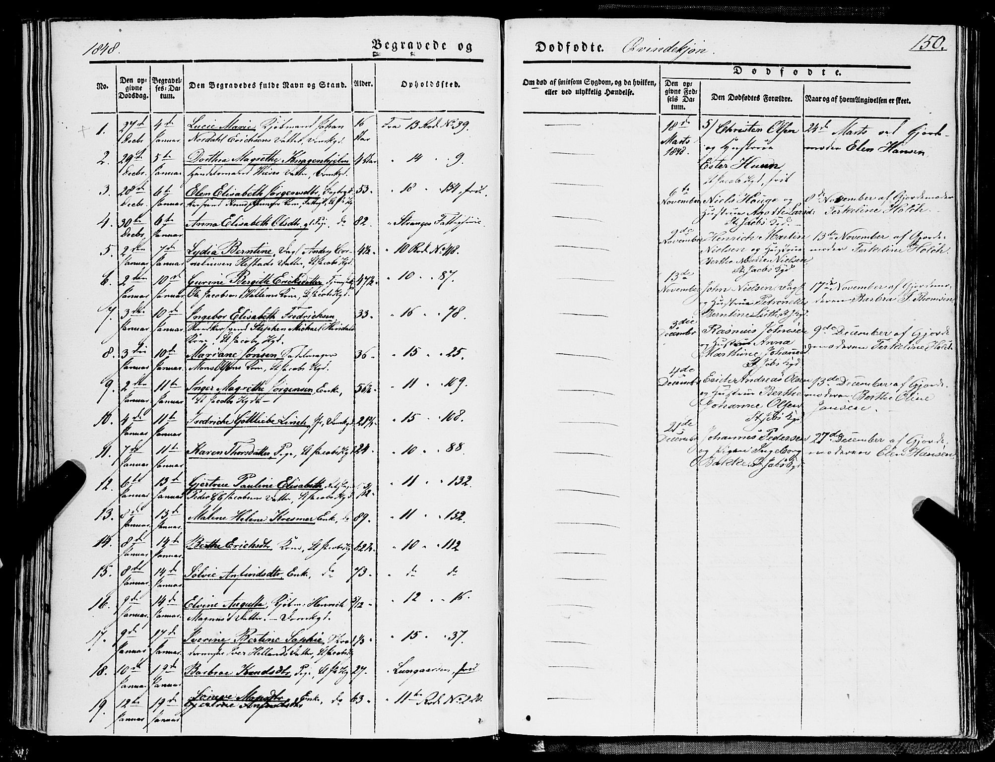Domkirken sokneprestembete, SAB/A-74801/H/Haa/L0040: Parish register (official) no. E 1, 1841-1853, p. 150