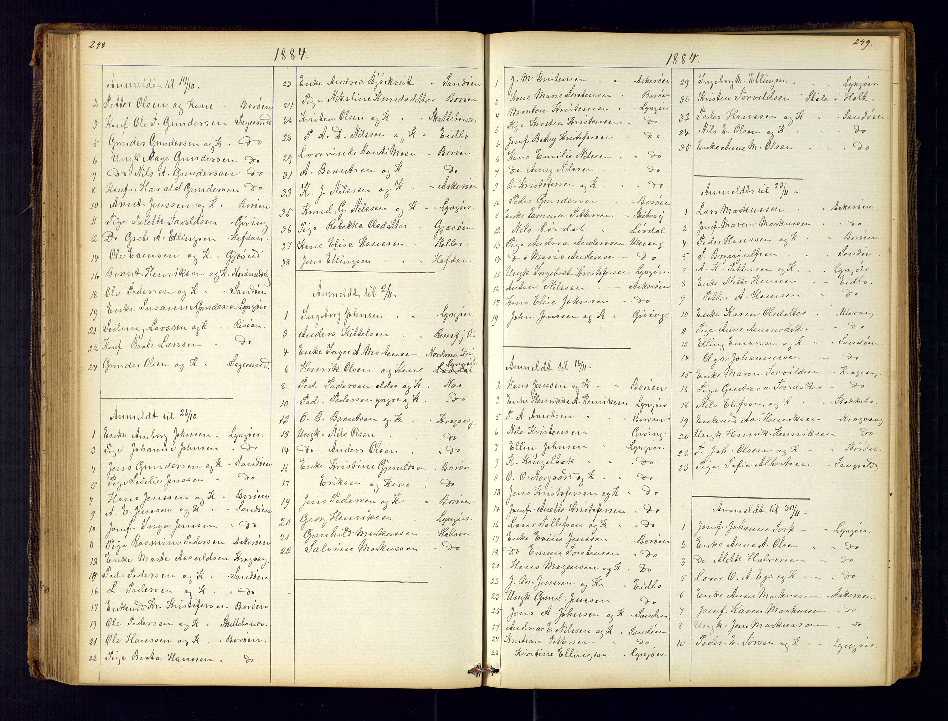 Dypvåg sokneprestkontor, AV/SAK-1111-0007/F/Fc/Fca/L0004: Communicants register no. C-4, 1864-1962, p. 248-249