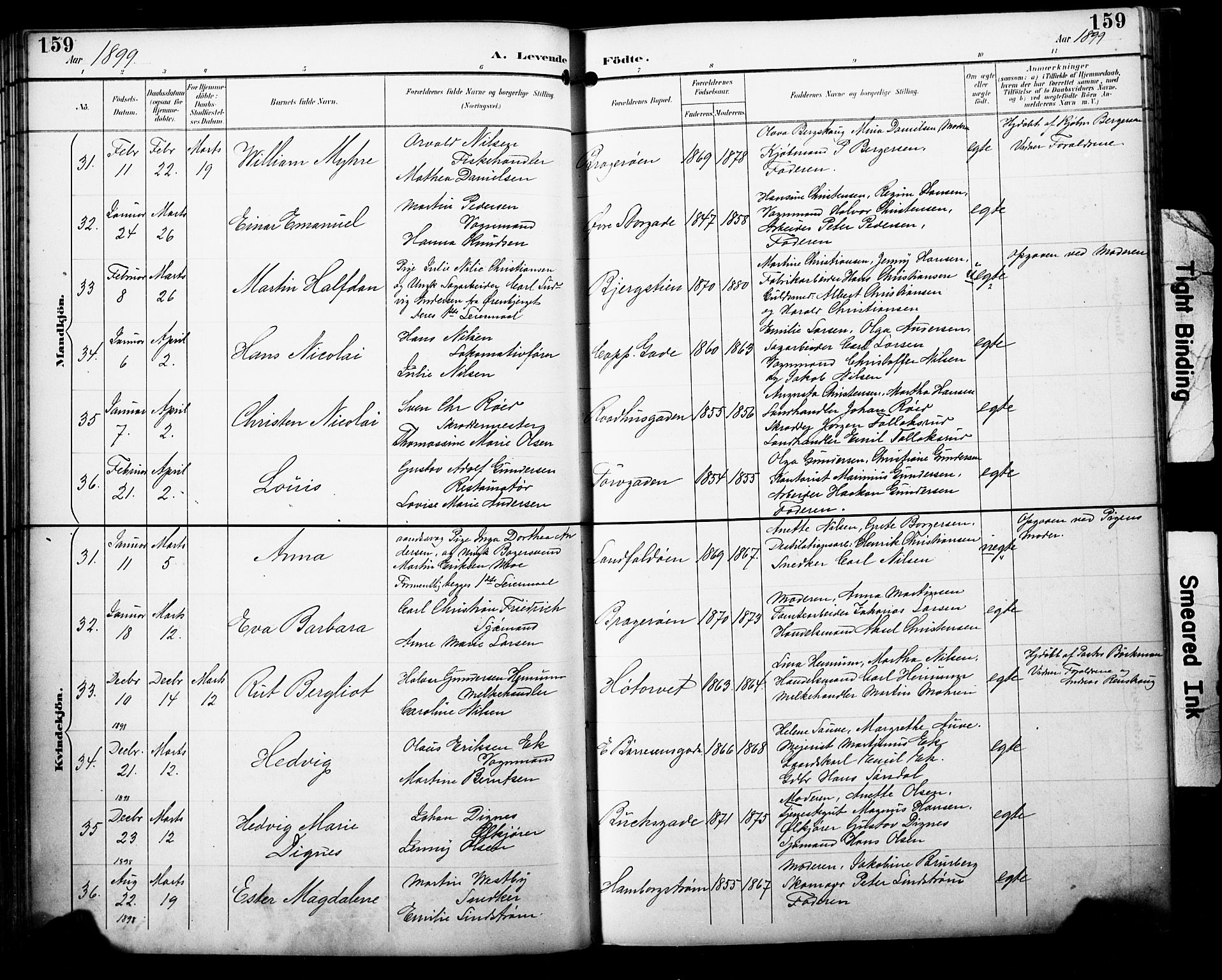 Bragernes kirkebøker, AV/SAKO-A-6/F/Fb/L0008: Parish register (official) no. II 8, 1894-1902, p. 159