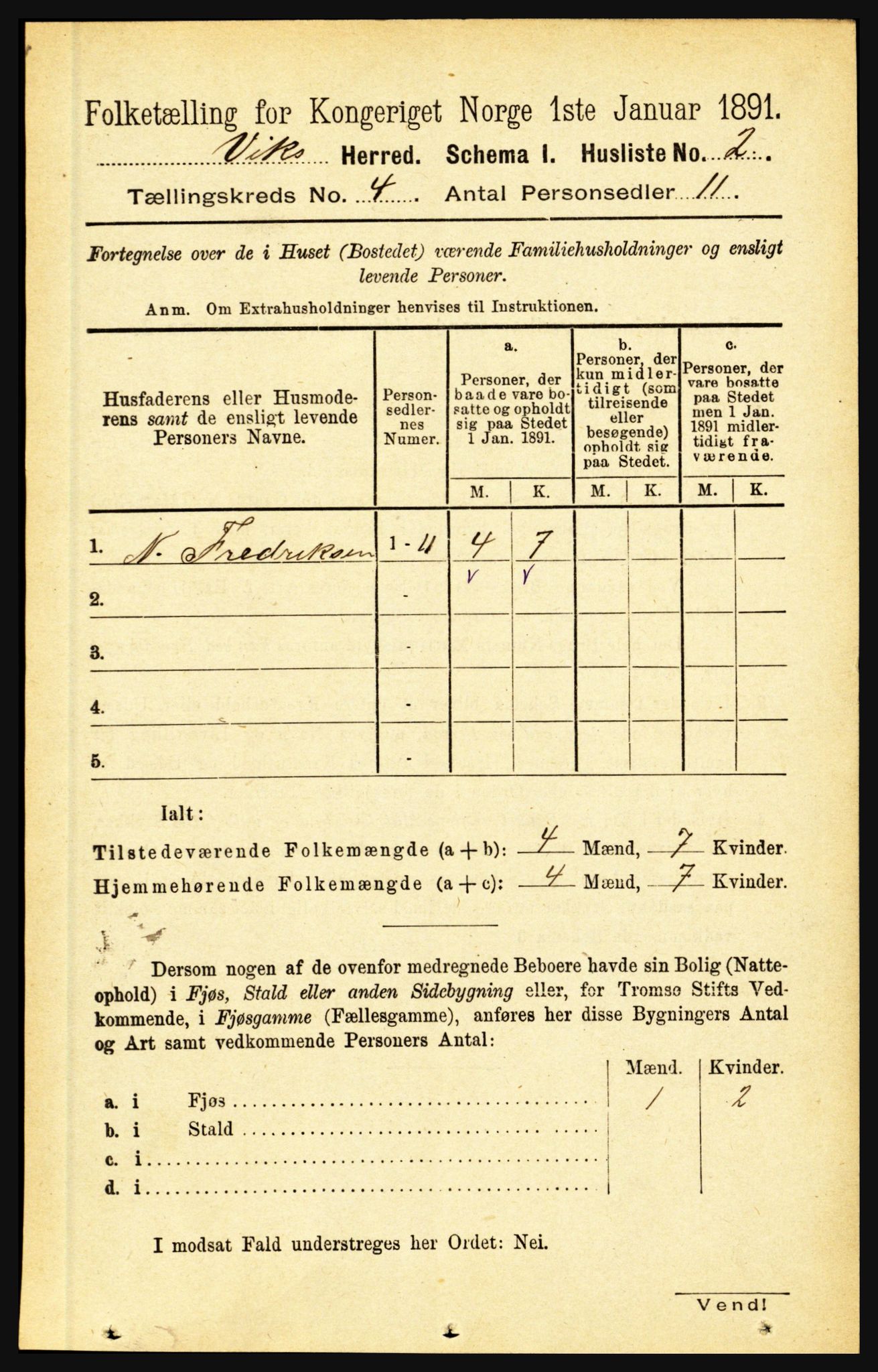 RA, 1891 census for 1417 Vik, 1891, p. 1713