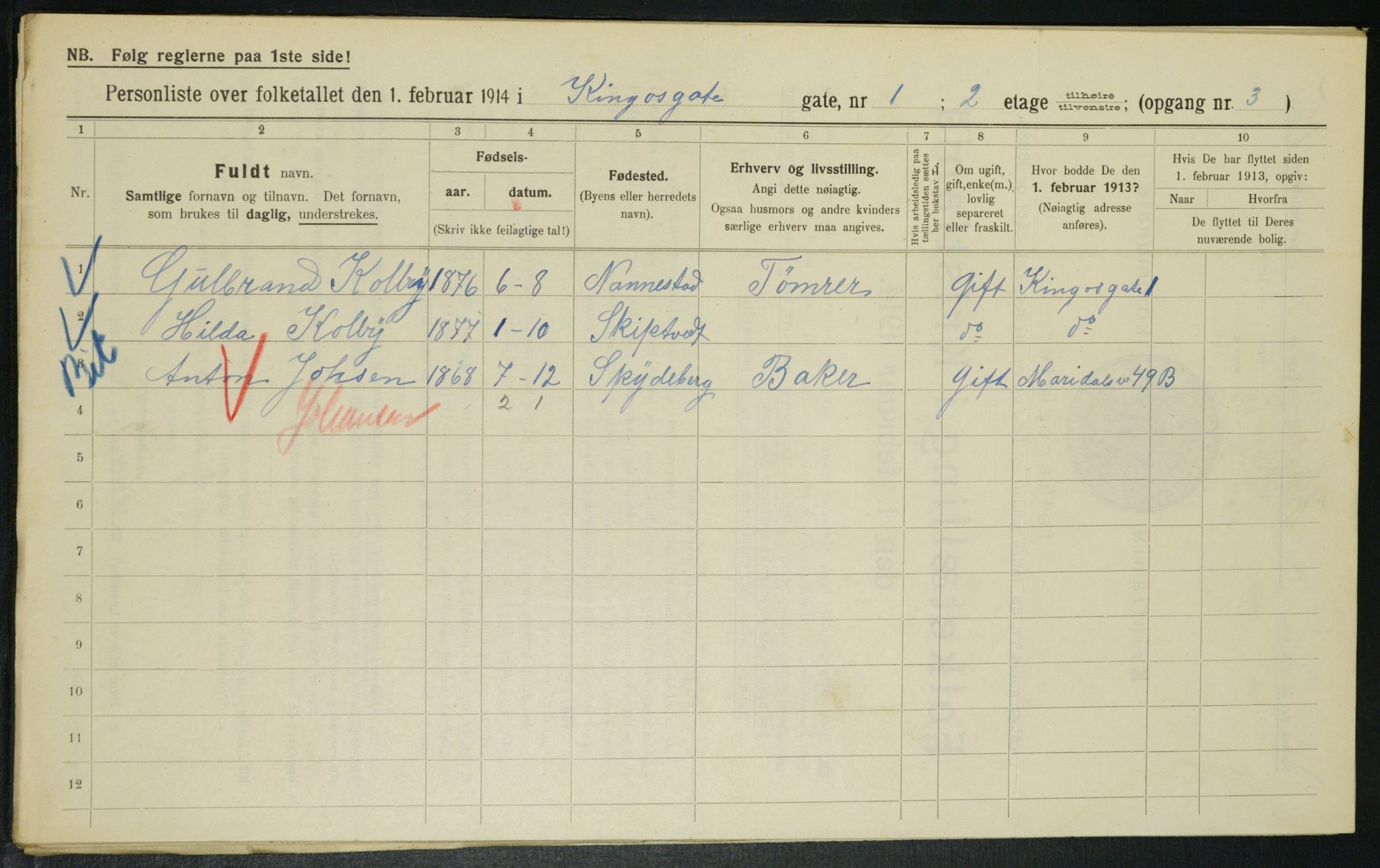 OBA, Municipal Census 1914 for Kristiania, 1914, p. 49504