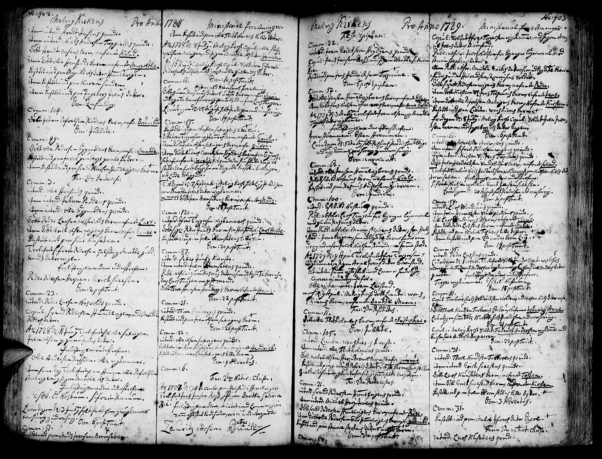 Ministerialprotokoller, klokkerbøker og fødselsregistre - Sør-Trøndelag, SAT/A-1456/606/L0277: Parish register (official) no. 606A01 /3, 1727-1780, p. 402-403