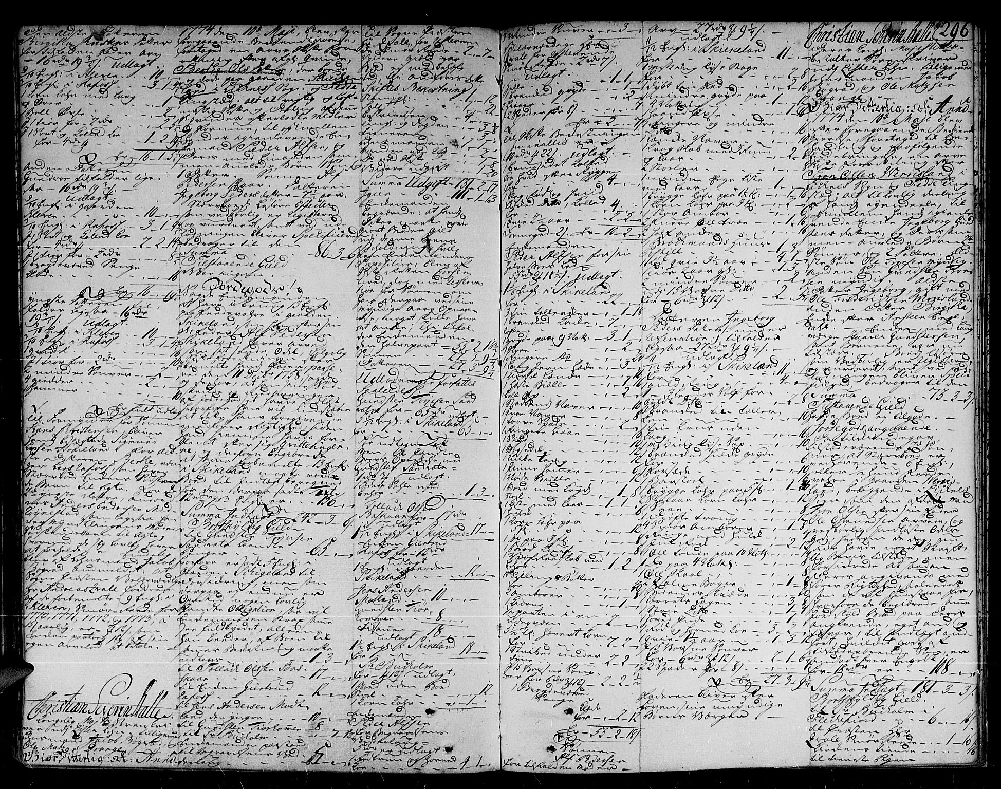 Lister sorenskriveri, AV/SAK-1221-0003/H/Hc/L0039: Skifteprotokoll nr 34a med register, 1770-1780, p. 295b-296a