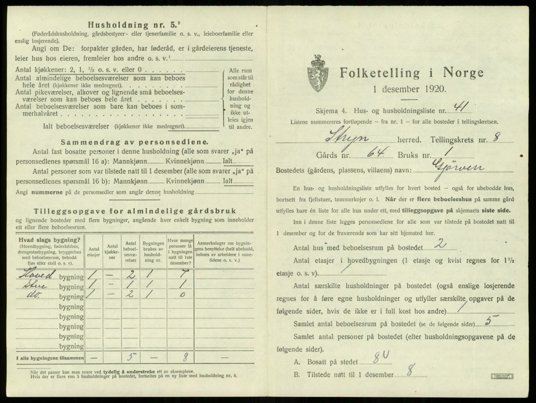 SAB, 1920 census for Stryn, 1920, p. 548