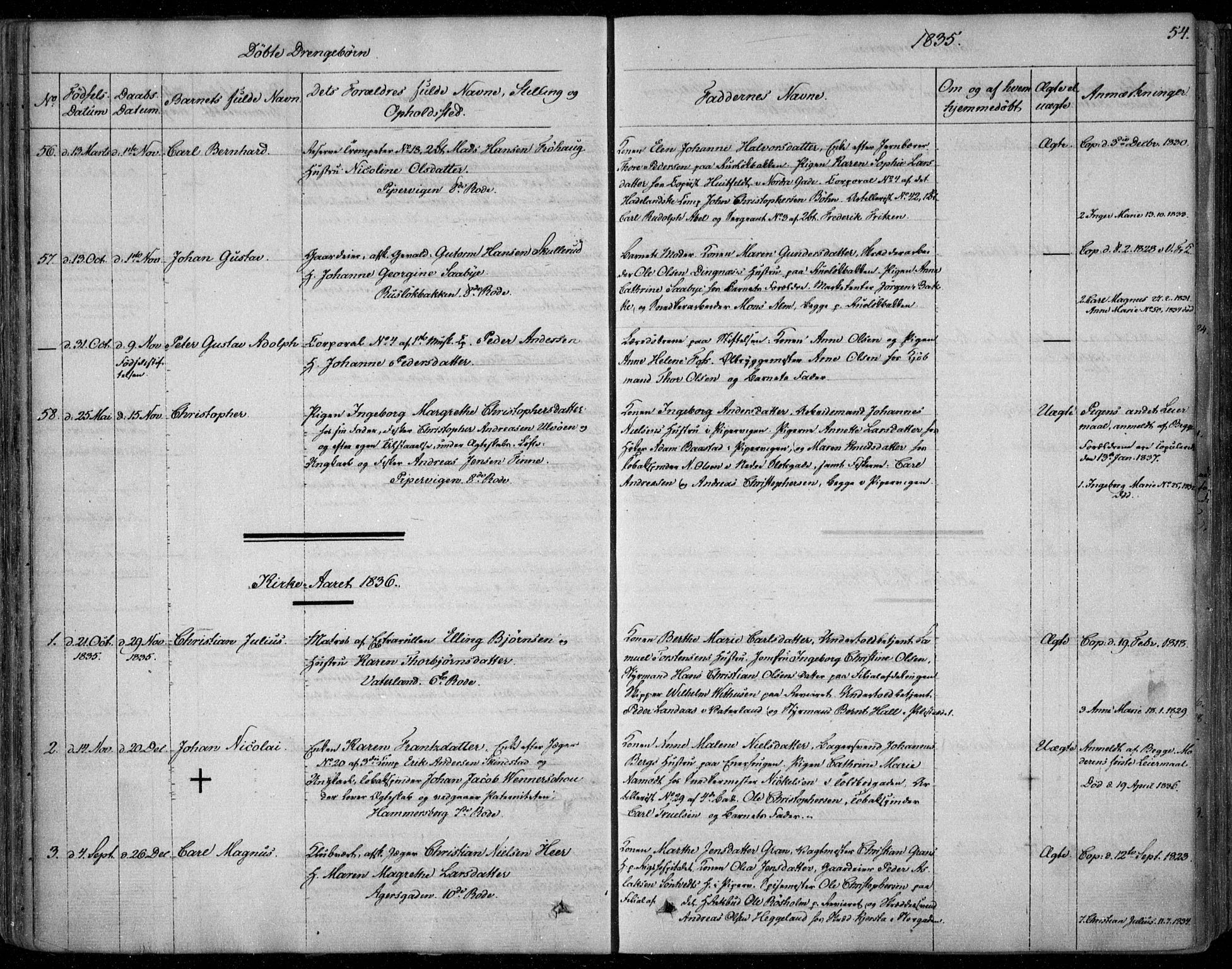 Garnisonsmenigheten Kirkebøker, SAO/A-10846/F/Fa/L0006: Parish register (official) no. 6, 1828-1841, p. 54