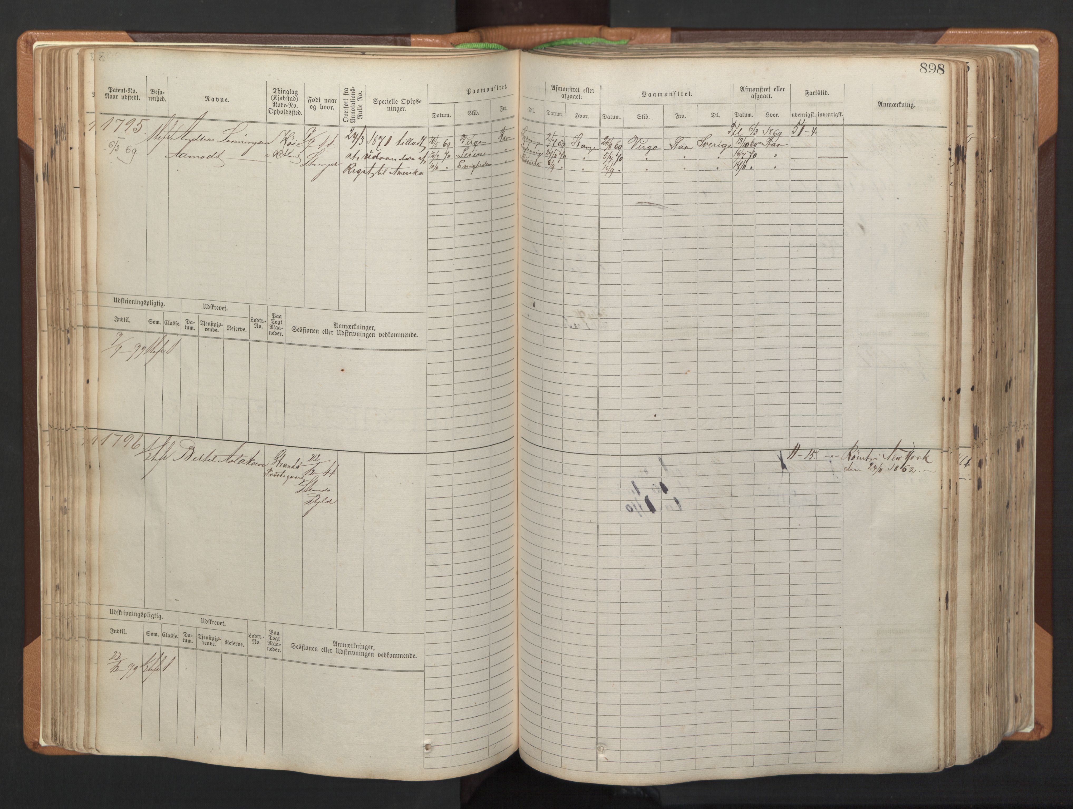 Stavanger sjømannskontor, AV/SAST-A-102006/F/Fb/Fbb/L0006: Sjøfartshovedrulle, patentnr. 1607-2402 (del 3), 1869-1880, p. 97