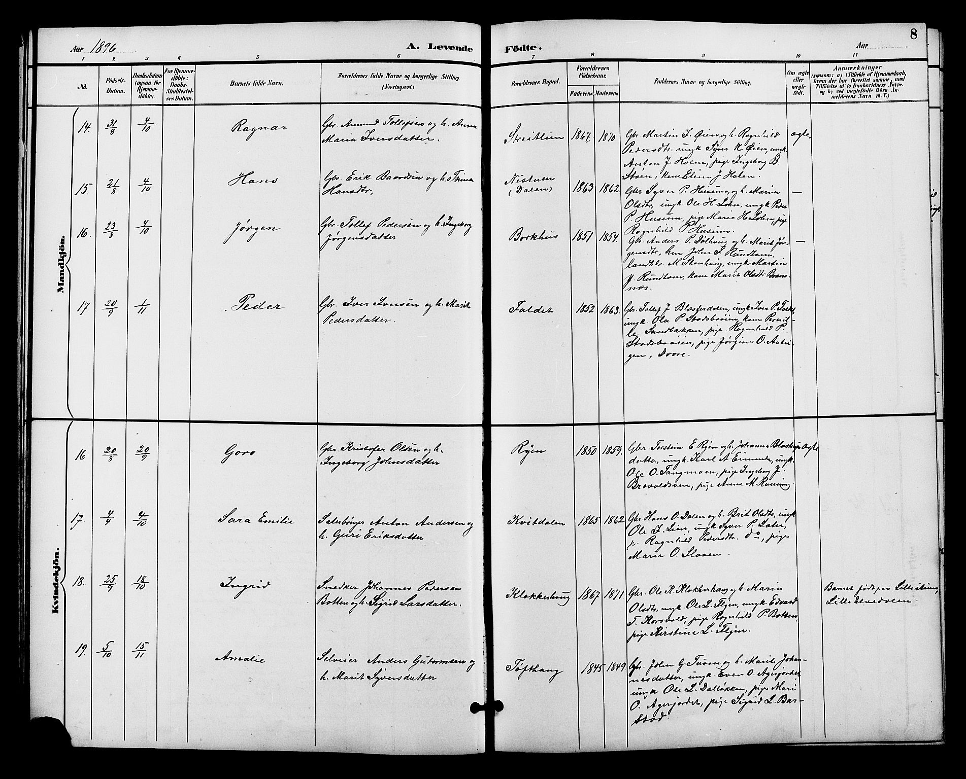 Alvdal prestekontor, SAH/PREST-060/H/Ha/Hab/L0004: Parish register (copy) no. 4, 1894-1910, p. 8