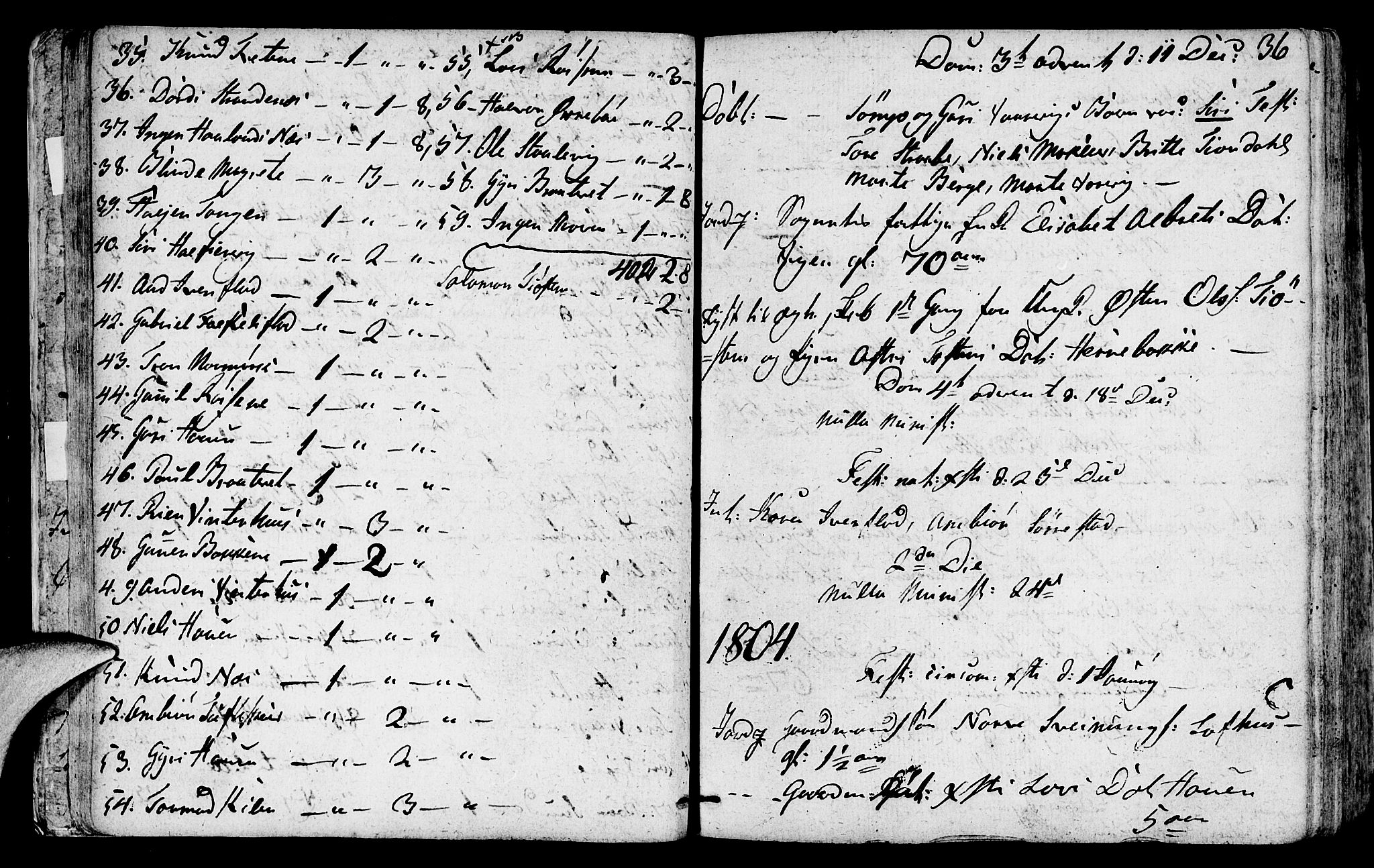 Suldal sokneprestkontor, AV/SAST-A-101845/01/IV/L0004: Parish register (official) no. A 4, 1800-1816, p. 36