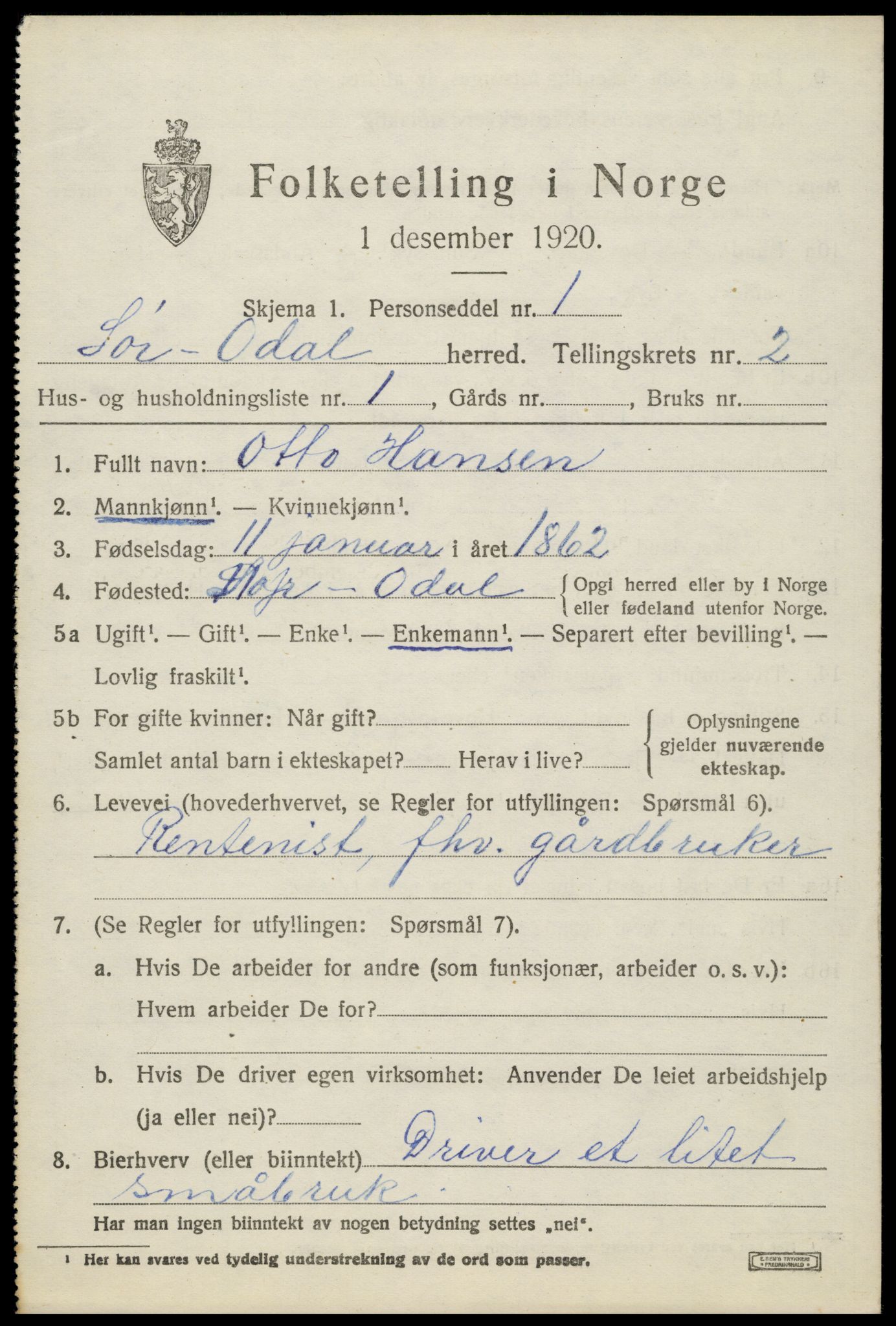 SAH, 1920 census for Sør-Odal, 1920, p. 2993