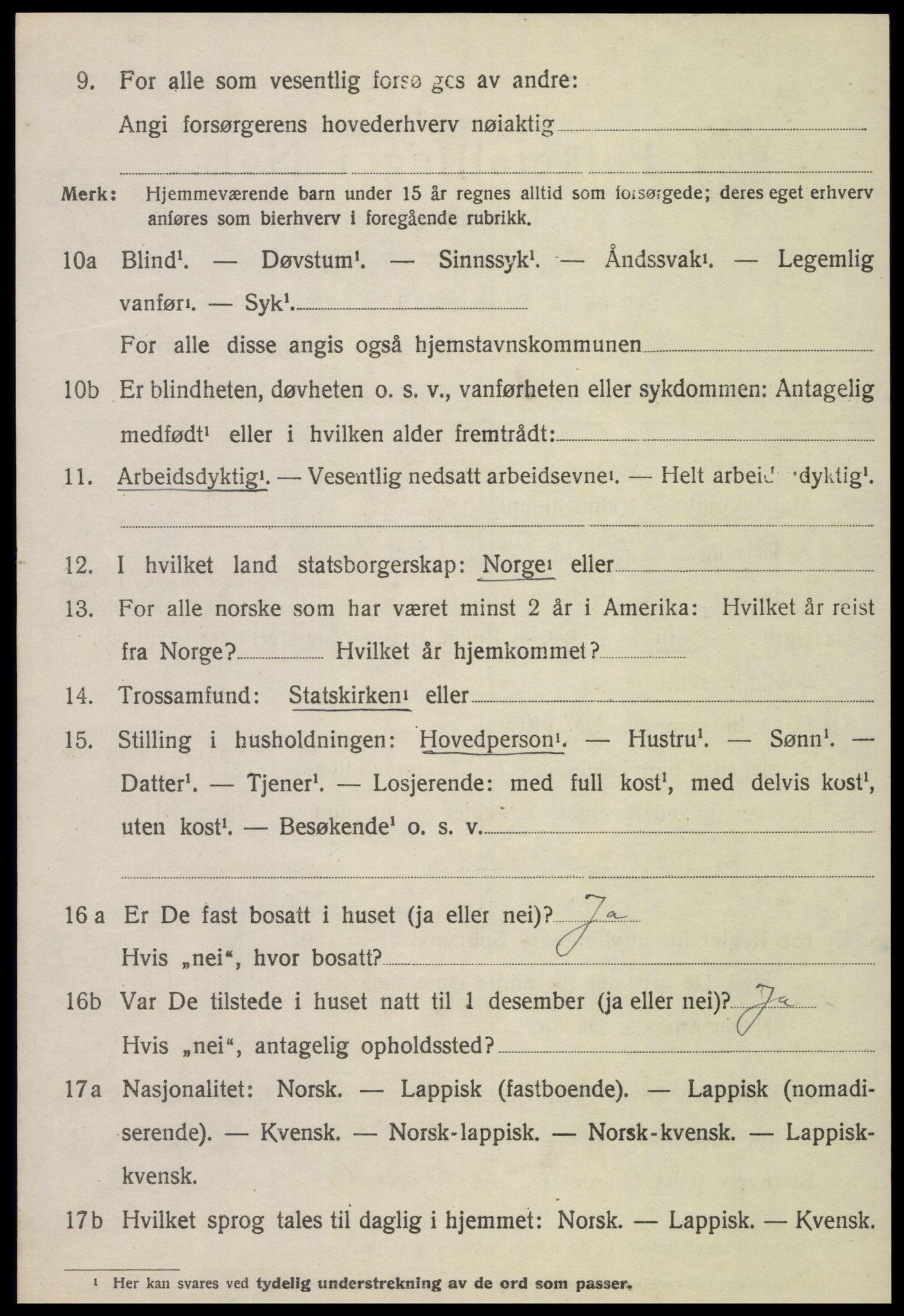 SAT, 1920 census for Ogndal, 1920, p. 2652