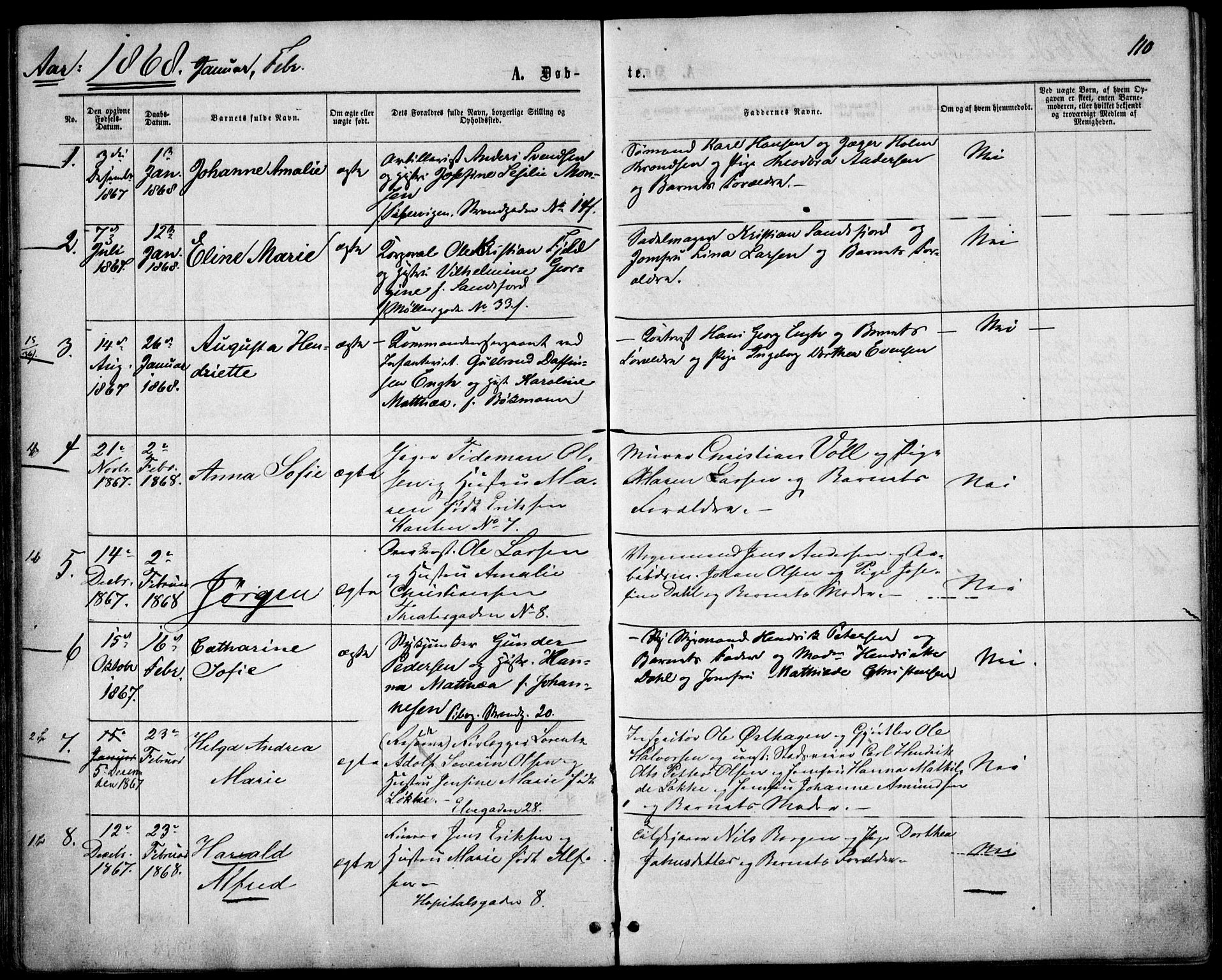 Garnisonsmenigheten Kirkebøker, SAO/A-10846/F/Fa/L0010: Parish register (official) no. 10, 1859-1869, p. 110