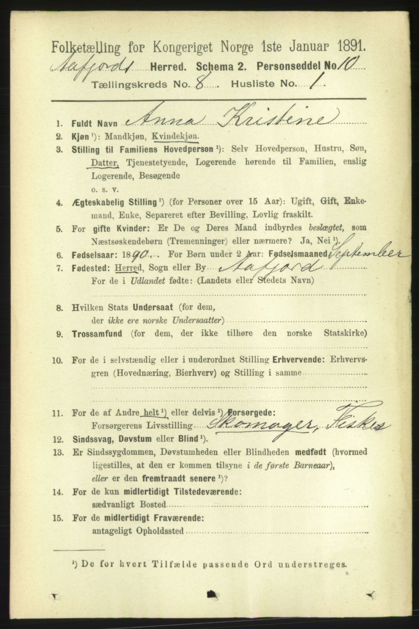 RA, 1891 census for 1630 Åfjord, 1891, p. 1991