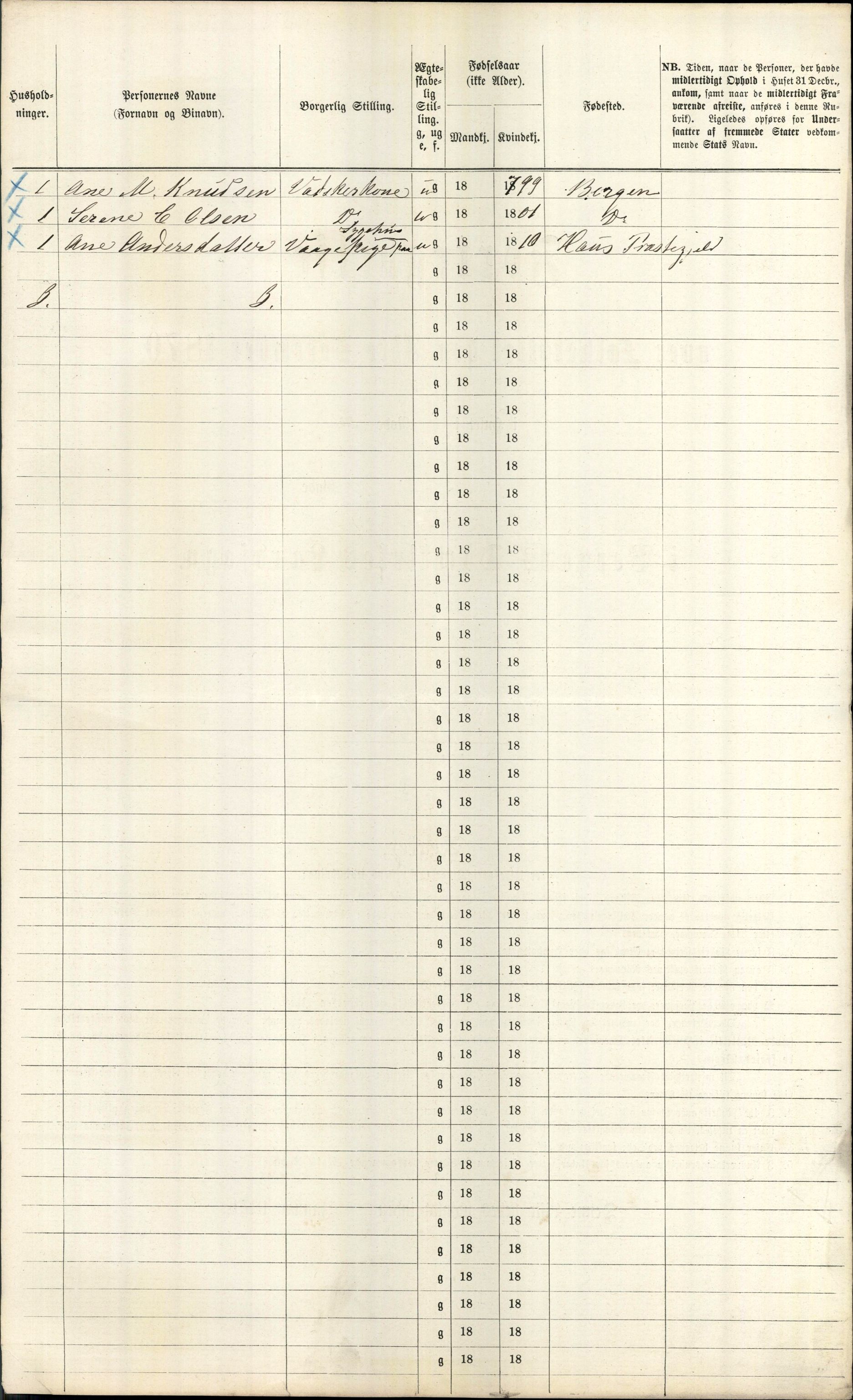 RA, 1870 census for 1301 Bergen, 1870