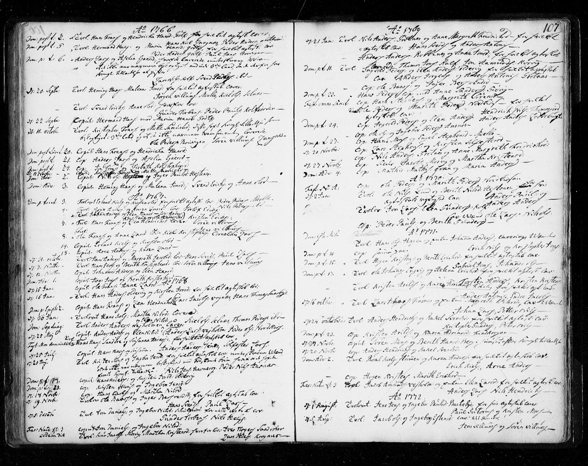 Tromsø sokneprestkontor/stiftsprosti/domprosti, AV/SATØ-S-1343/G/Ga/L0002kirke: Parish register (official) no. 2, 1753-1778, p. 107