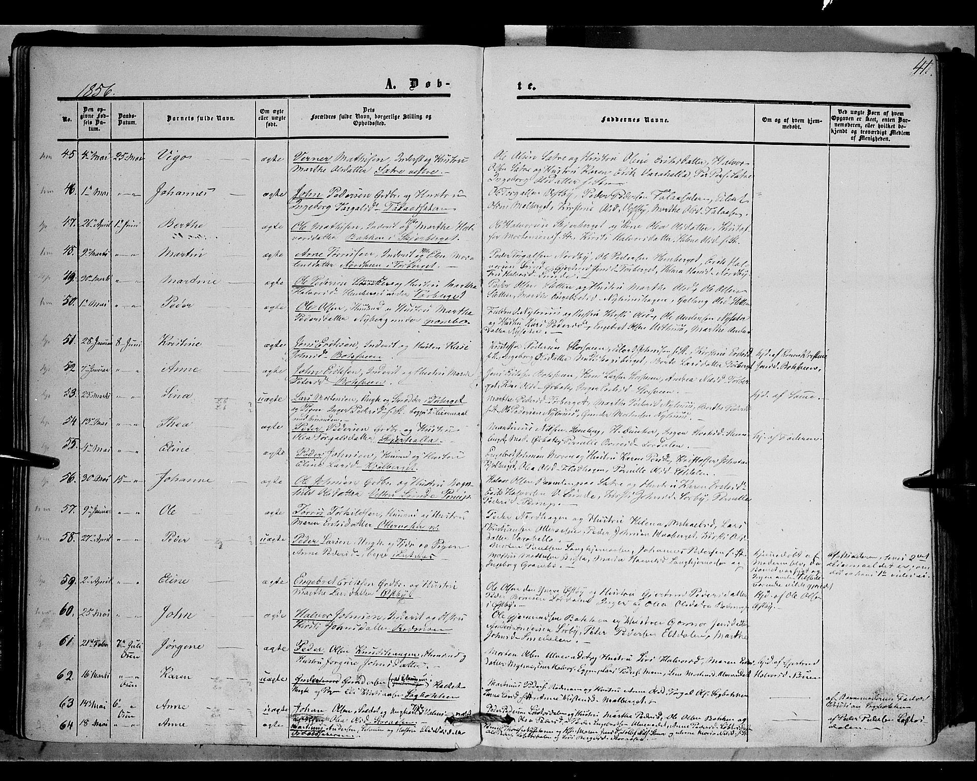 Trysil prestekontor, AV/SAH-PREST-046/H/Ha/Haa/L0005: Parish register (official) no. 5, 1851-1865, p. 41