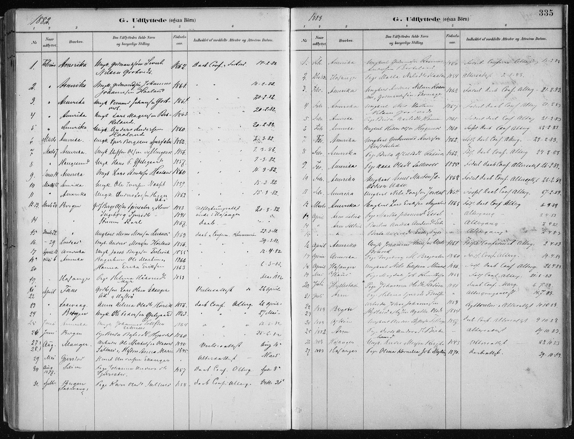 Hamre sokneprestembete, SAB/A-75501/H/Ha/Haa/Haab/L0001: Parish register (official) no. B  1, 1882-1905, p. 335