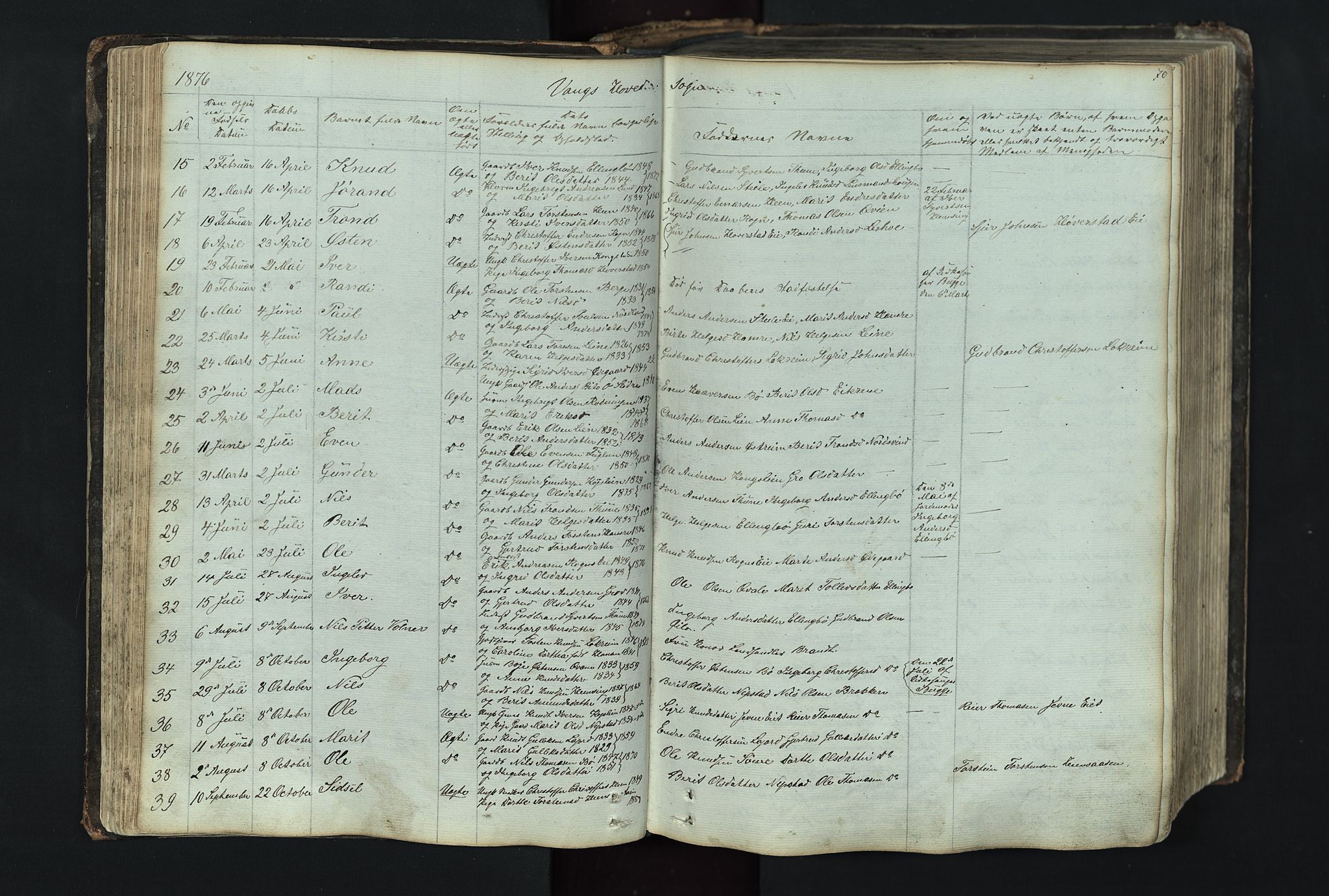 Vang prestekontor, Valdres, SAH/PREST-140/H/Hb/L0004: Parish register (copy) no. 4, 1835-1892, p. 70