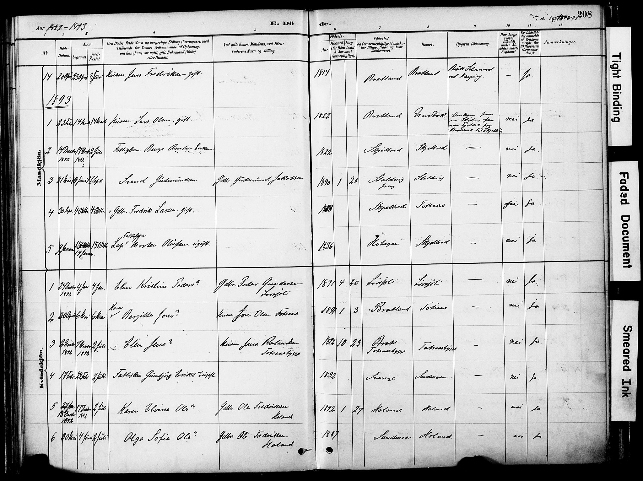 Ministerialprotokoller, klokkerbøker og fødselsregistre - Nord-Trøndelag, SAT/A-1458/755/L0494: Parish register (official) no. 755A03, 1882-1902, p. 208
