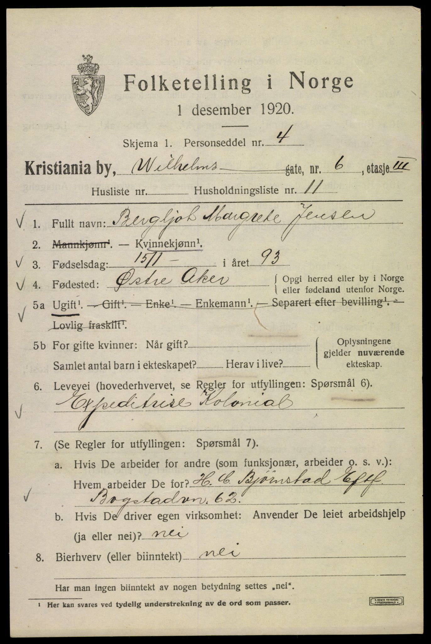 SAO, 1920 census for Kristiania, 1920, p. 652971