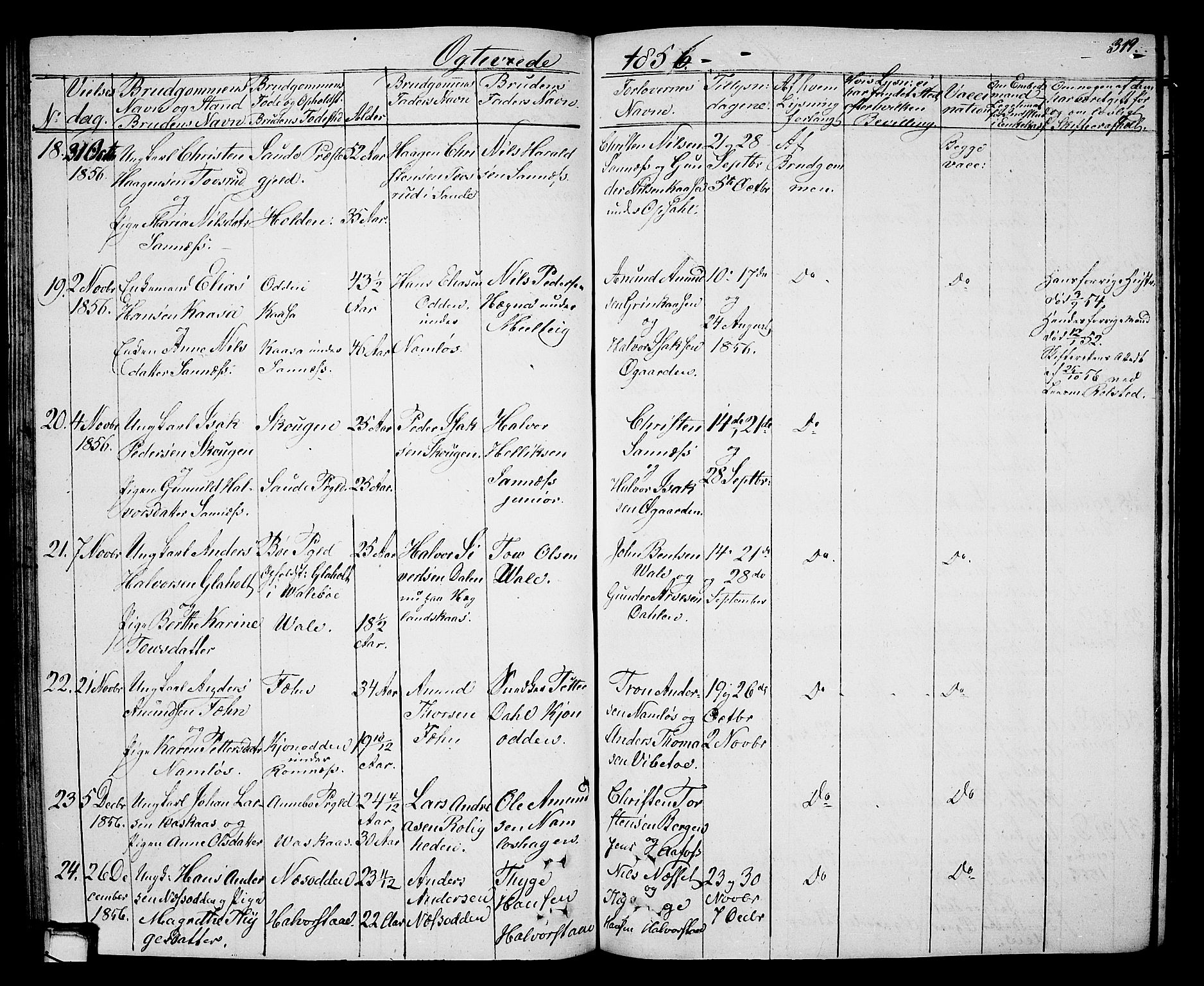 Holla kirkebøker, AV/SAKO-A-272/G/Ga/L0003: Parish register (copy) no. I 3, 1849-1866, p. 319